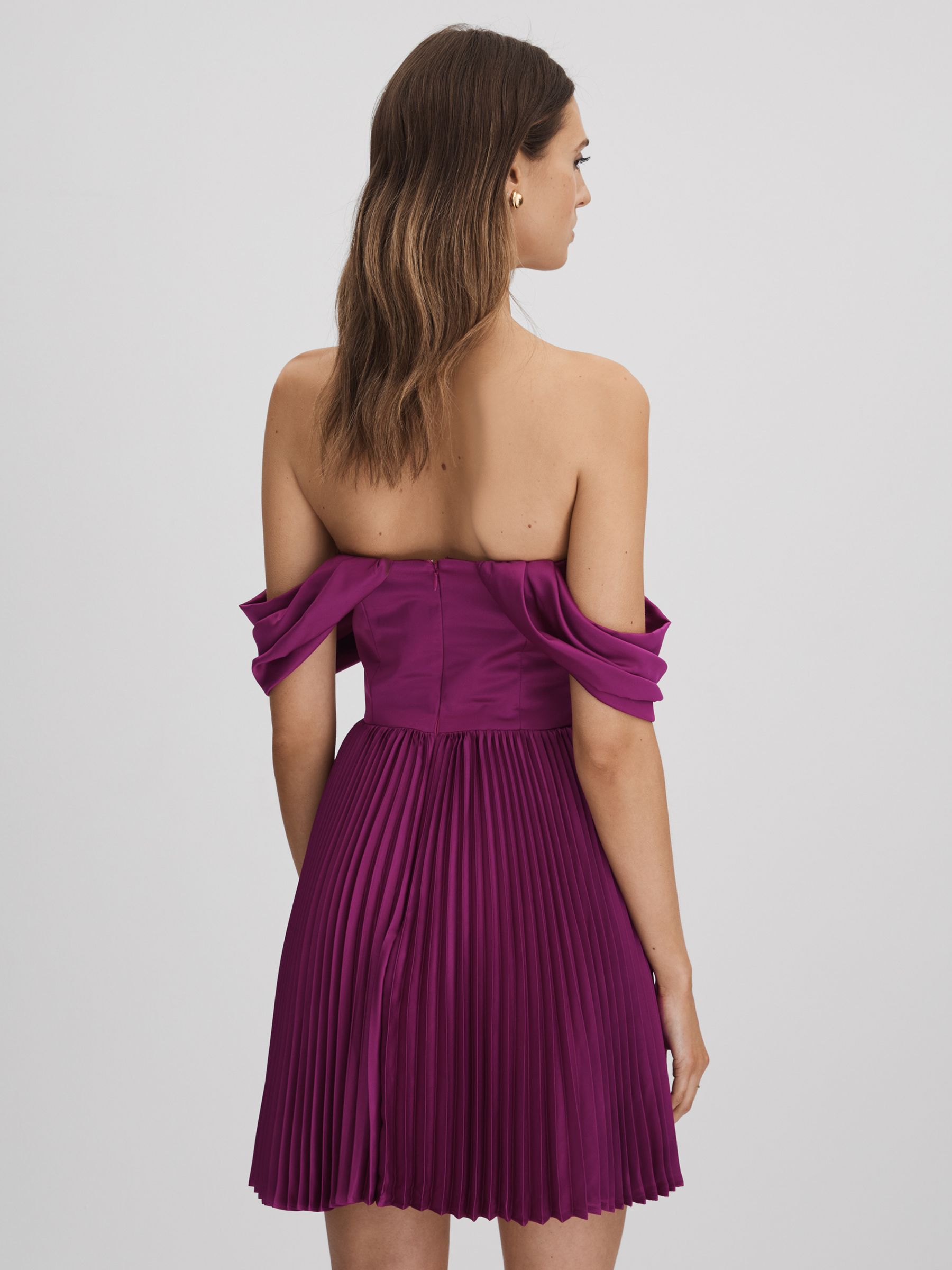 Amur Off-The-Shoulder Mini Dress in Purple