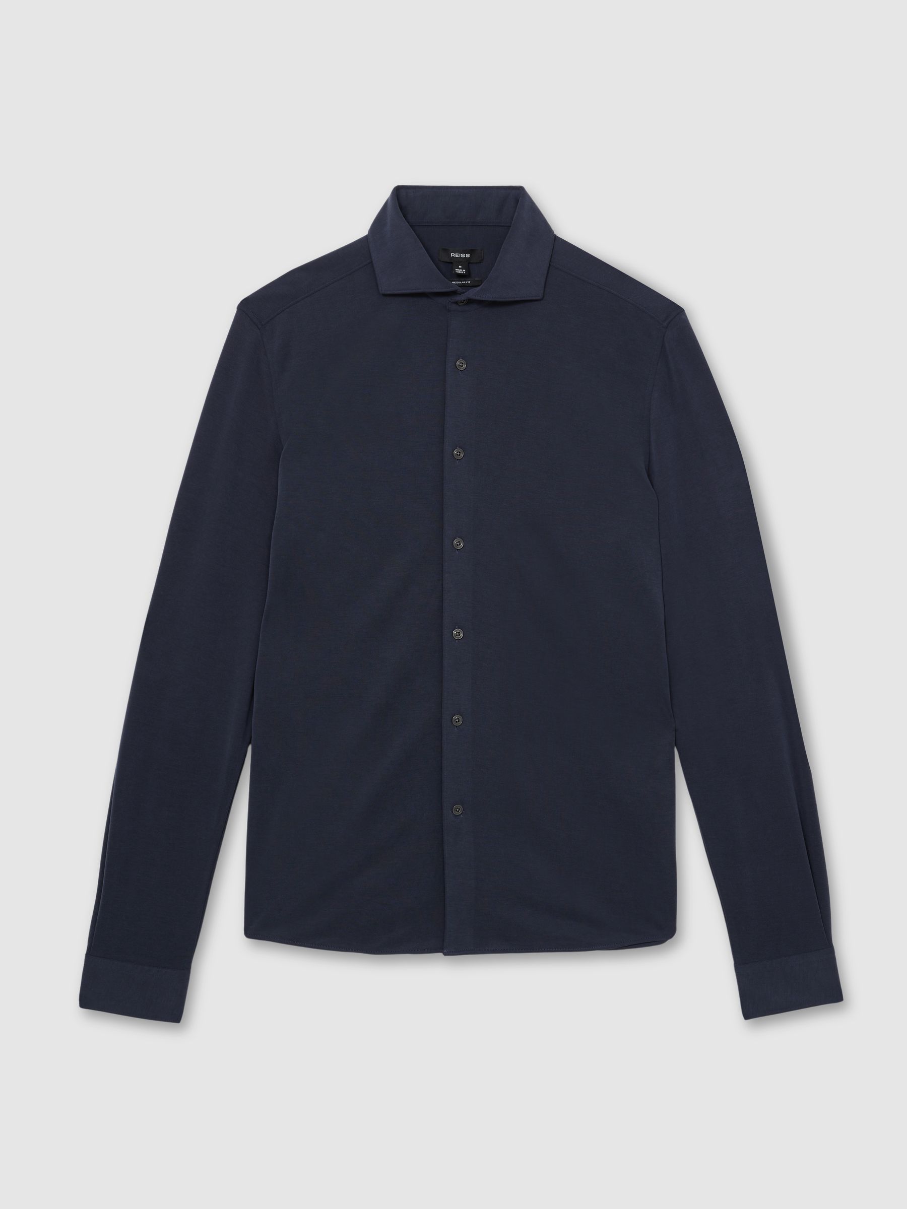 Modal Blend Cutaway Collar Shirt in Navy