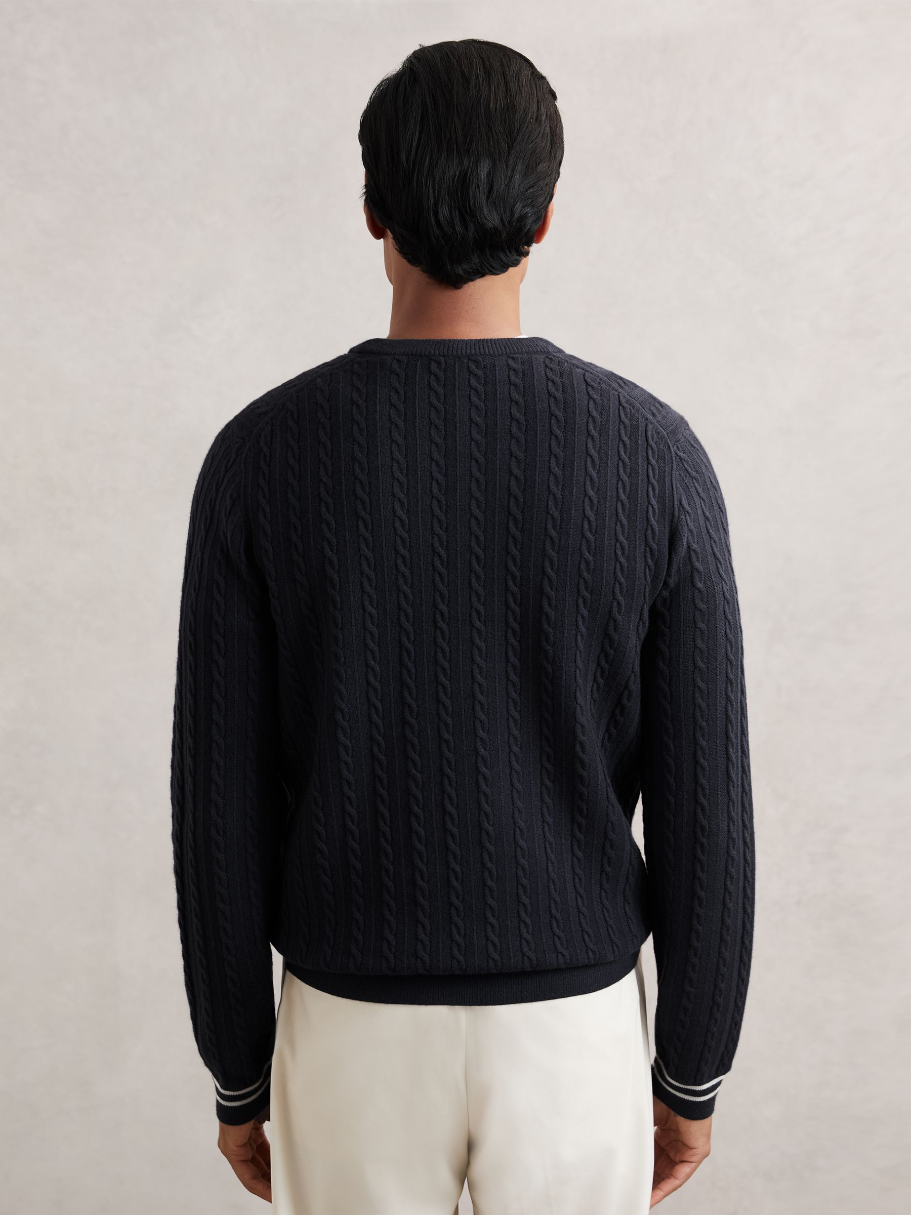 Cable-Knit Jumper With Wool in Midnight Navy