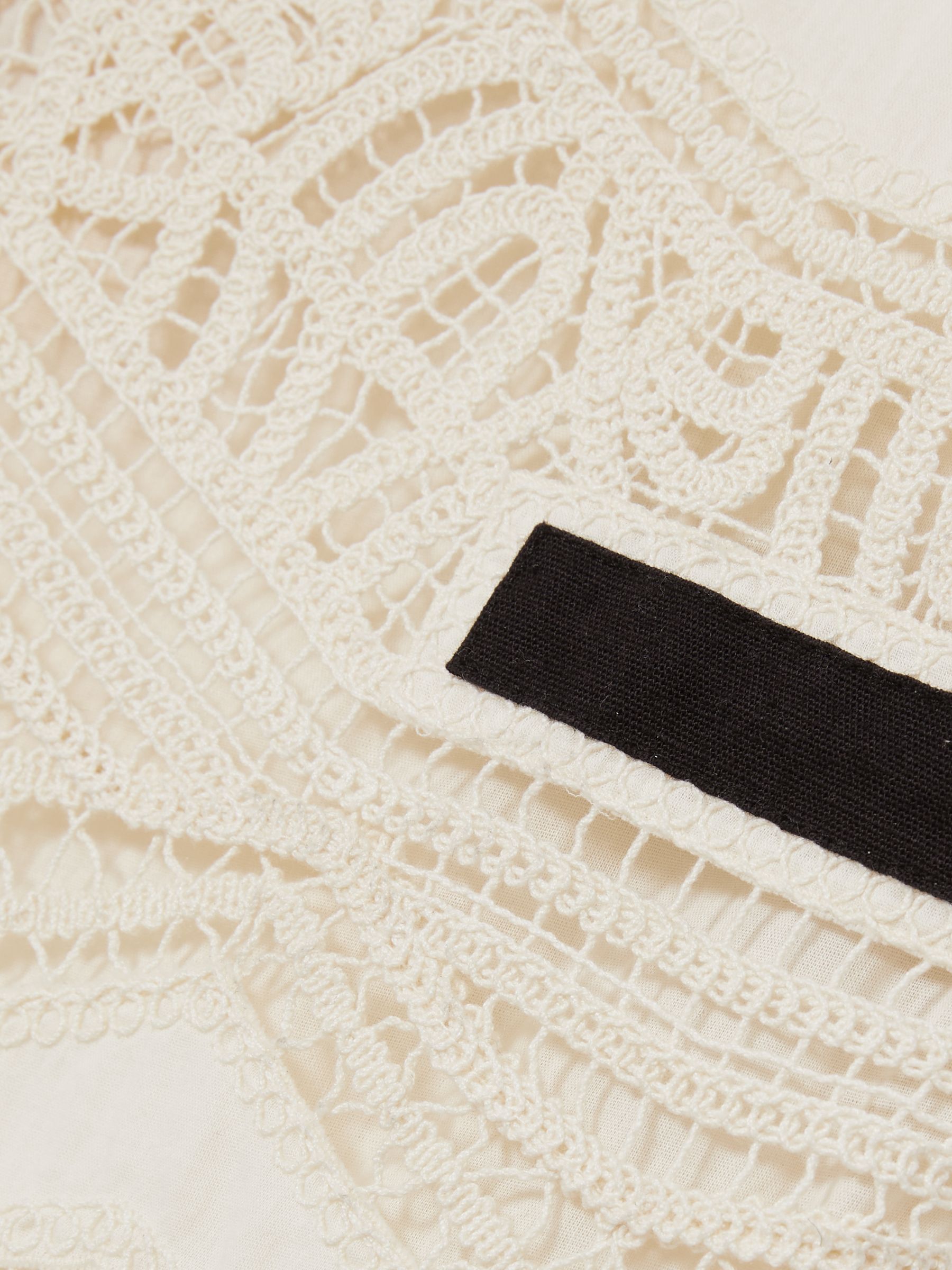 Cotton Crochet-Detail Mini Dress in Cream