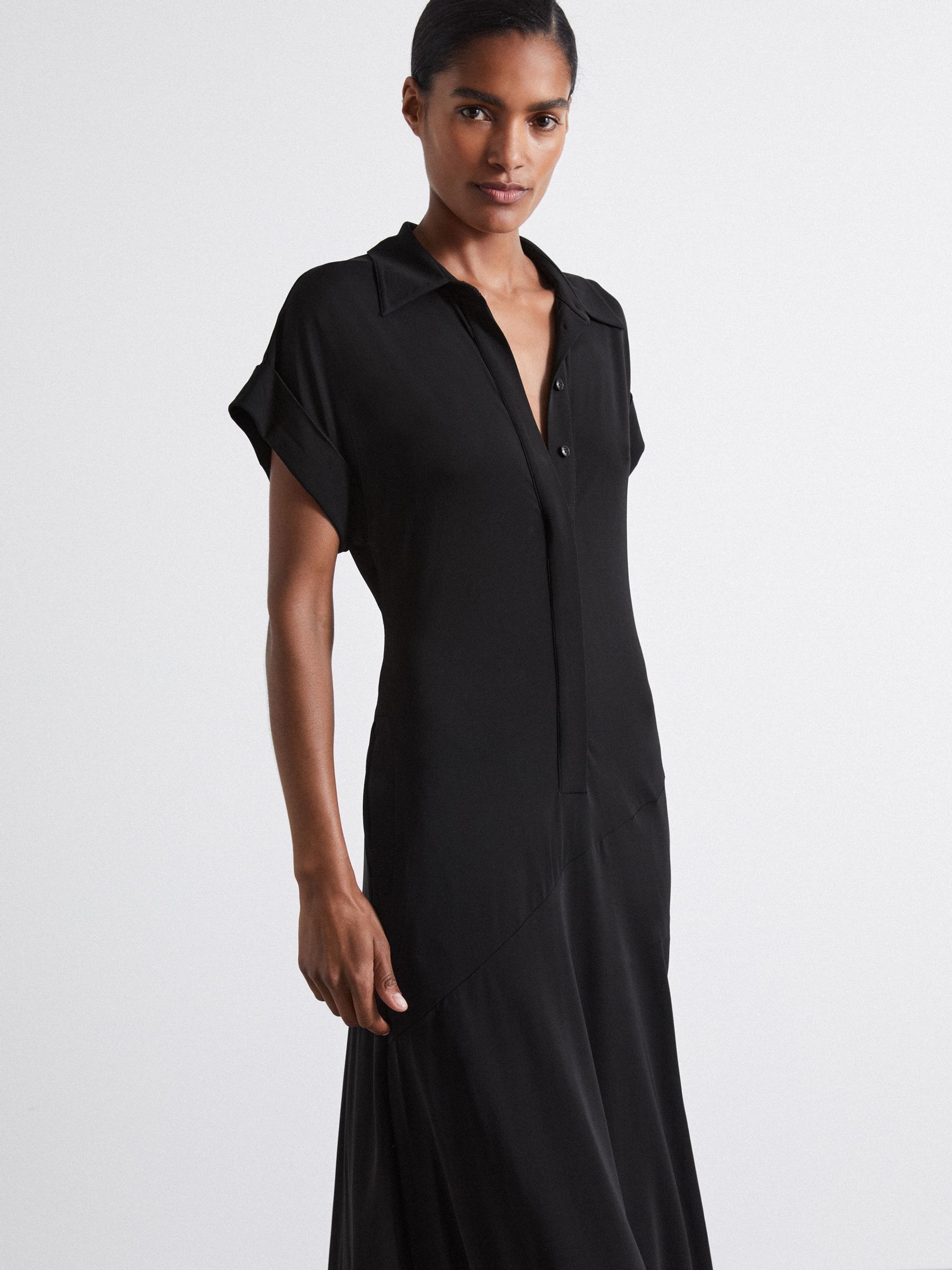 Atelier Polo-Collar Jersey Maxi Dress in Black