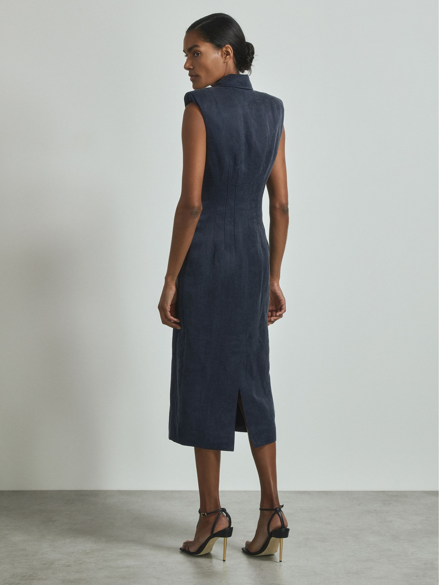 Atelier Cupro Tux Midi Dress in Navy
