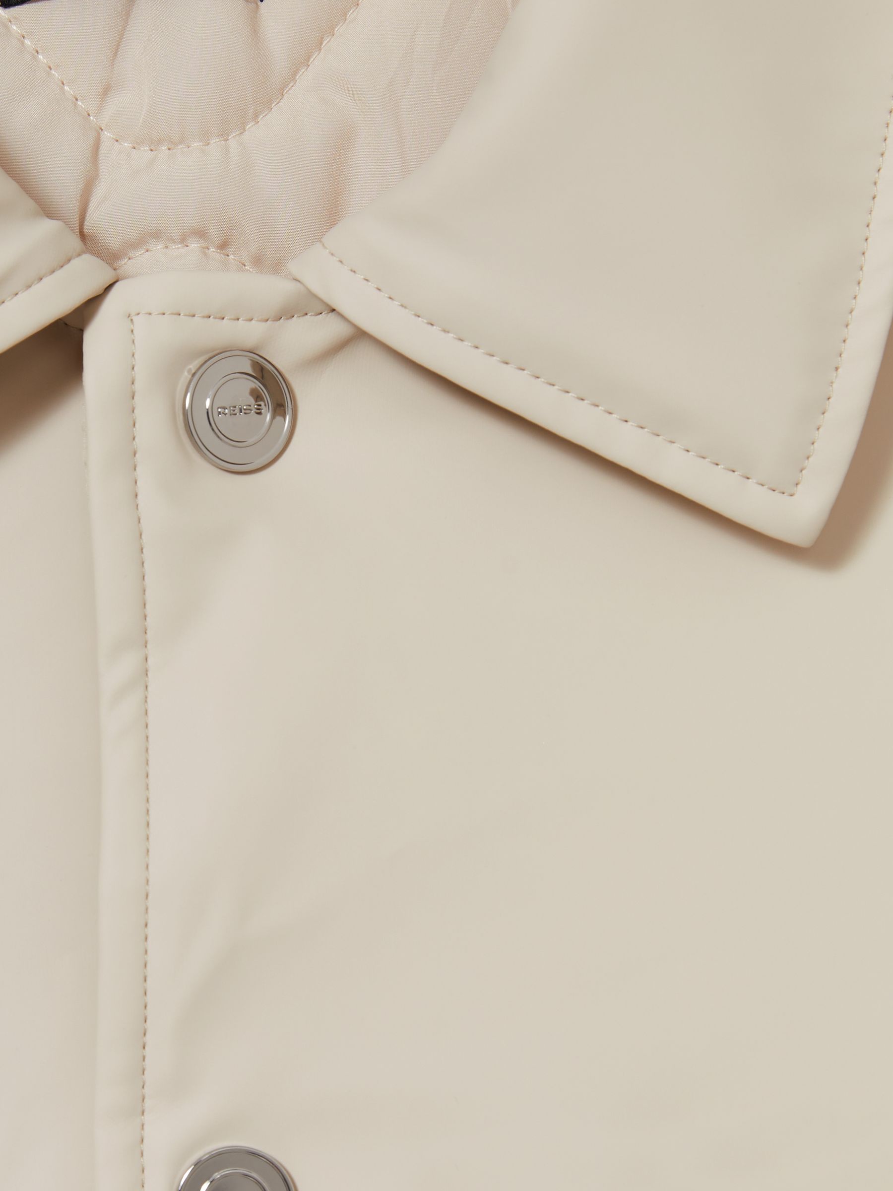 Padded Technical Press-Stud Overshirt in Stone