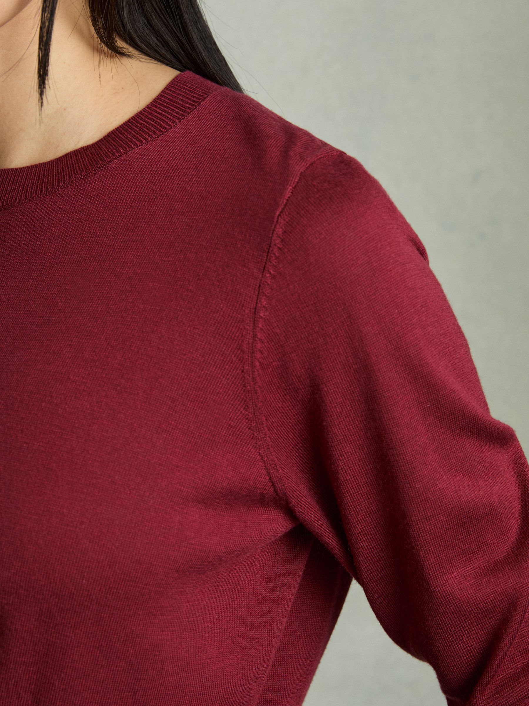 Fine-Knit Crew-Neck Jumper With Cashmere in Red