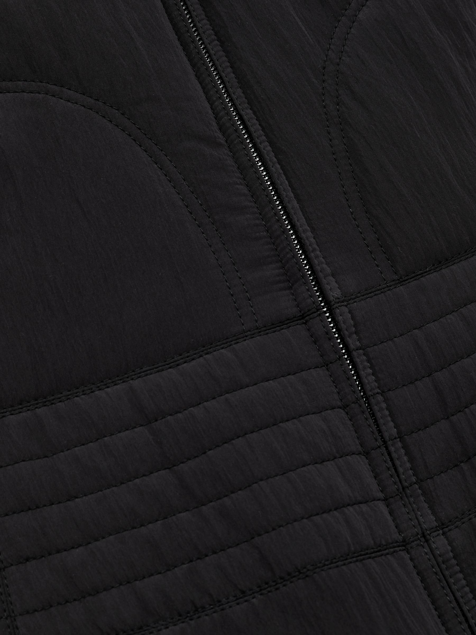 Quilted Zip-Through Sleeveless Dress in Black