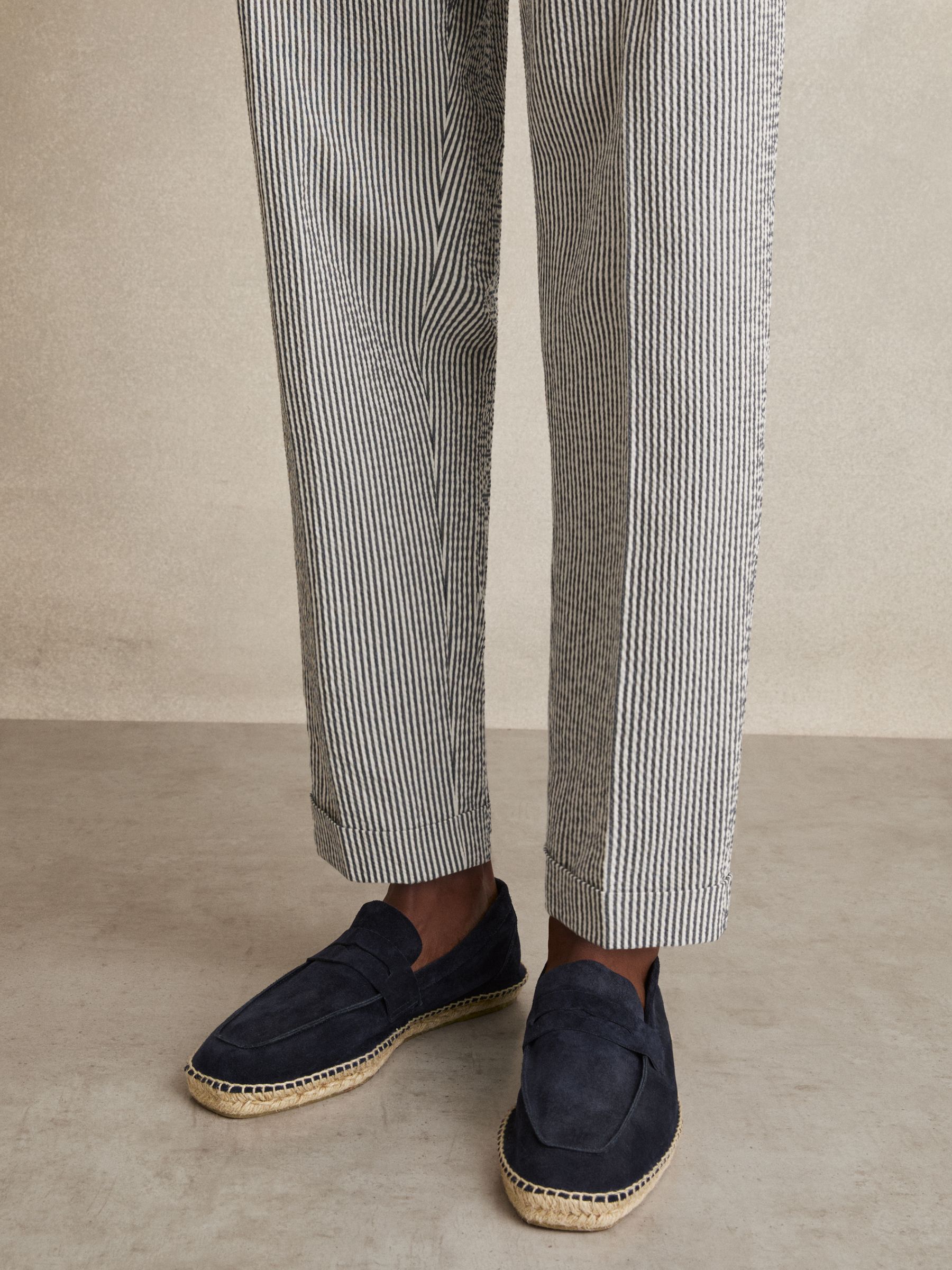 Suede Penny-Strap Espadrilles in Navy
