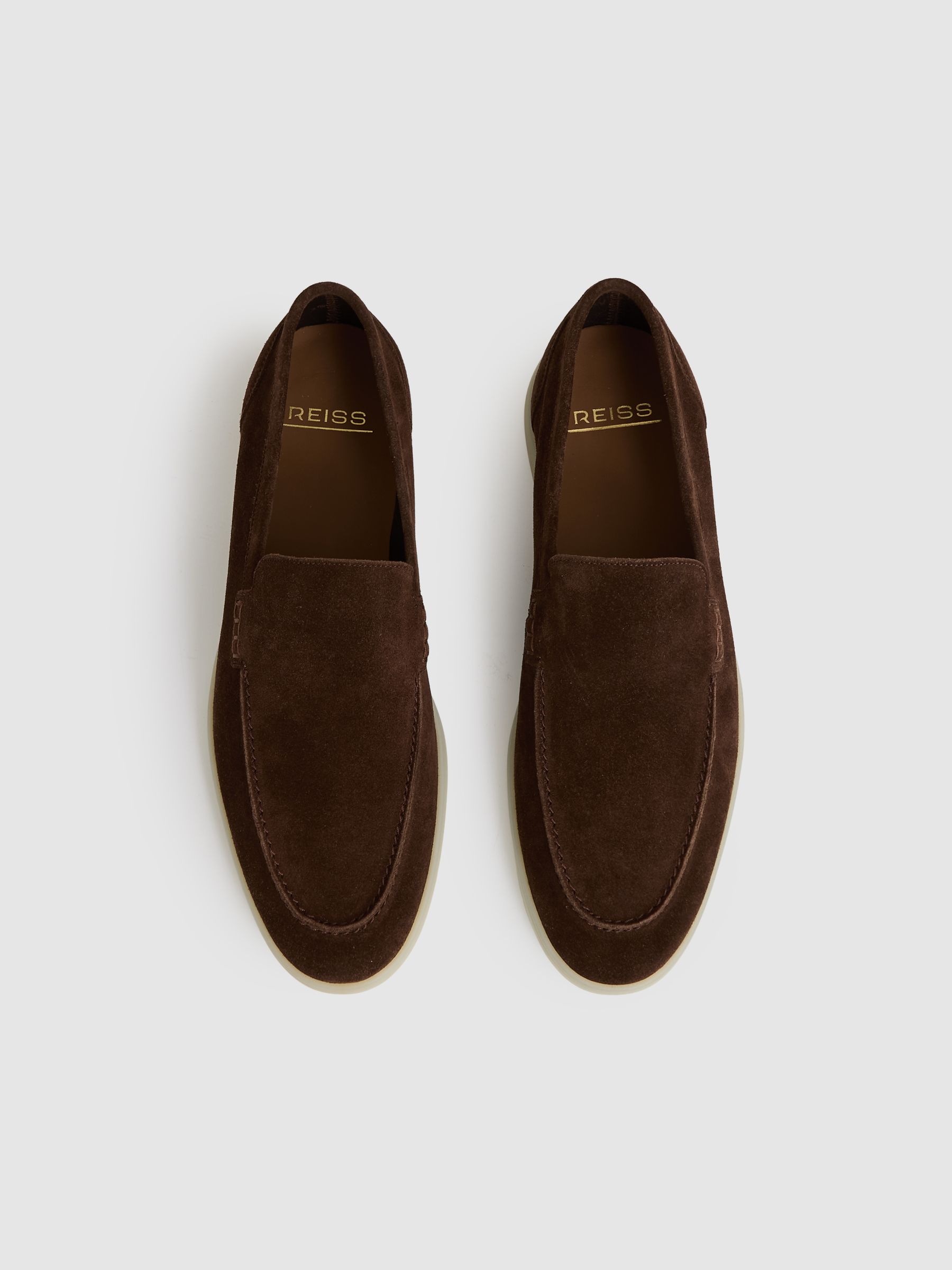 Suede Slip-On Loafers in Brown