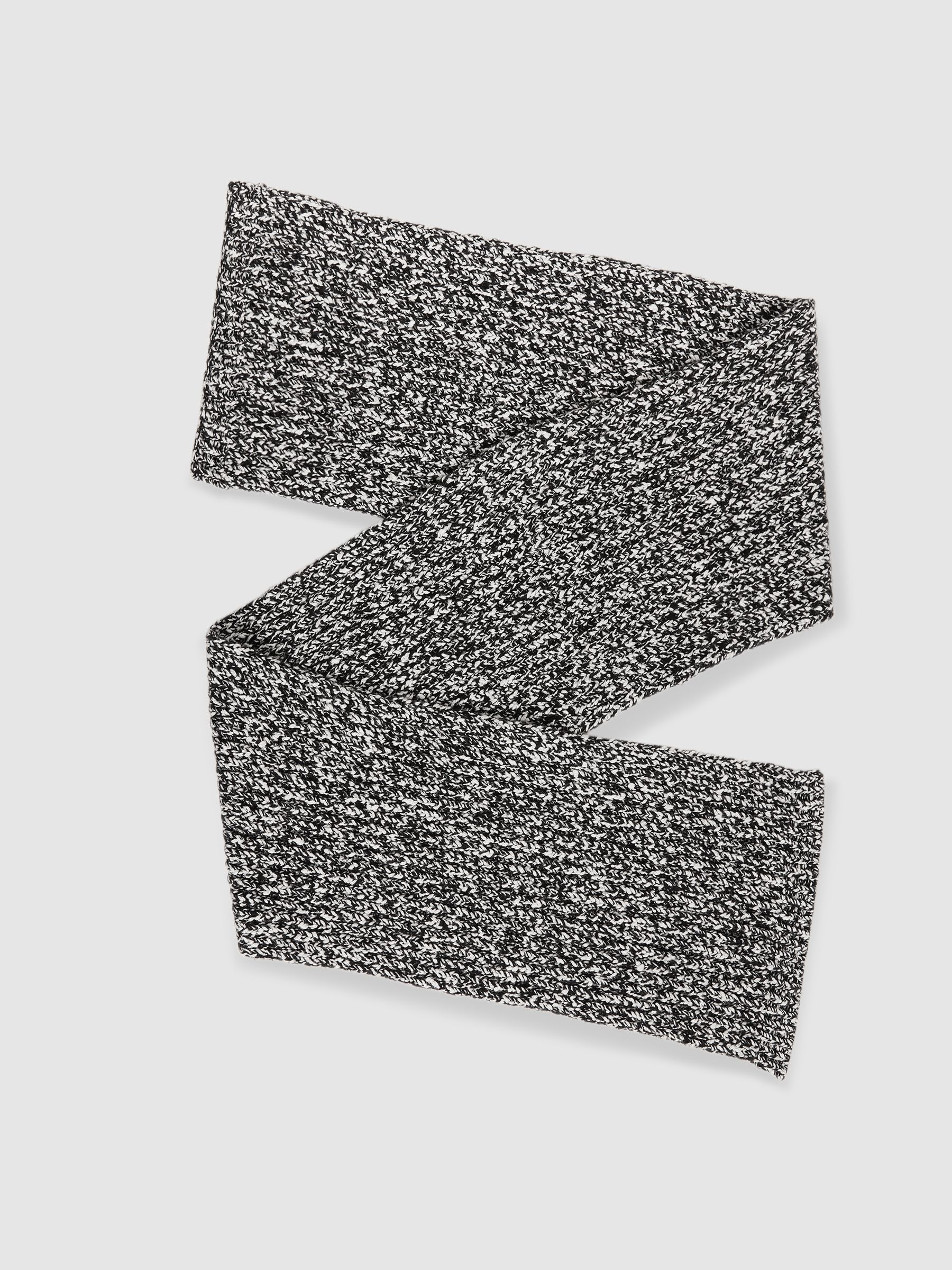 Cotton-Wool Ribbed Mouliné Scarf in Black/White