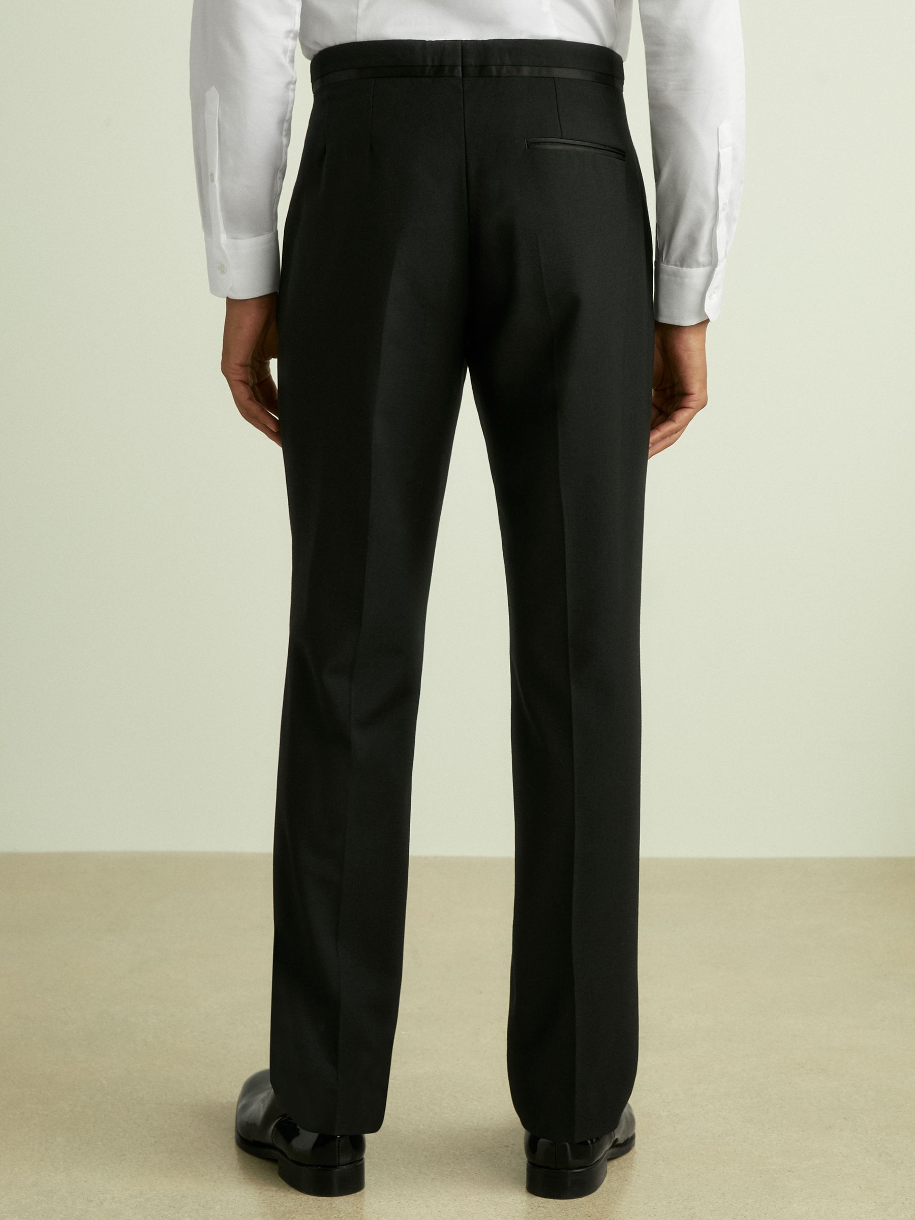 Tailored Fit Wool Blend Tuxedo Trouser in Black
