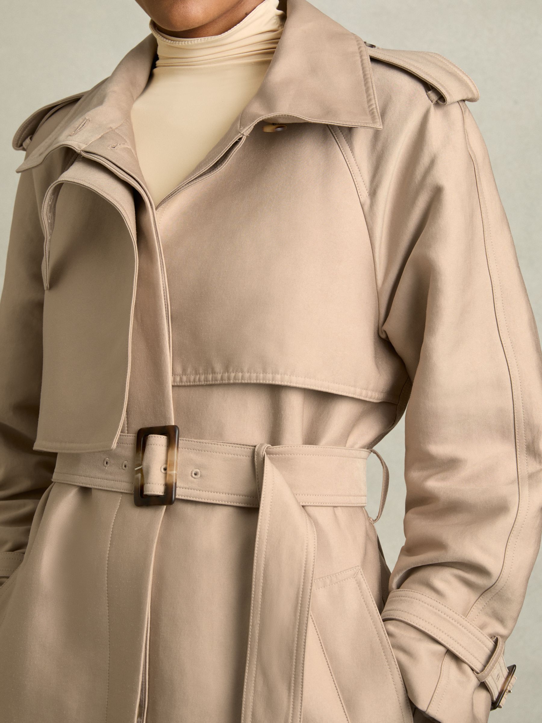 Gabardine Trench Coat with Cotton in Neutral