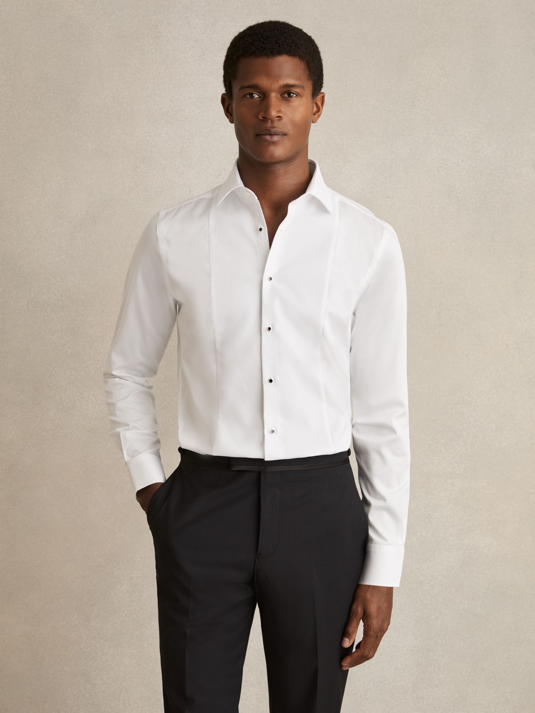 Regular Fit Cotton Dinner Shirt in White
