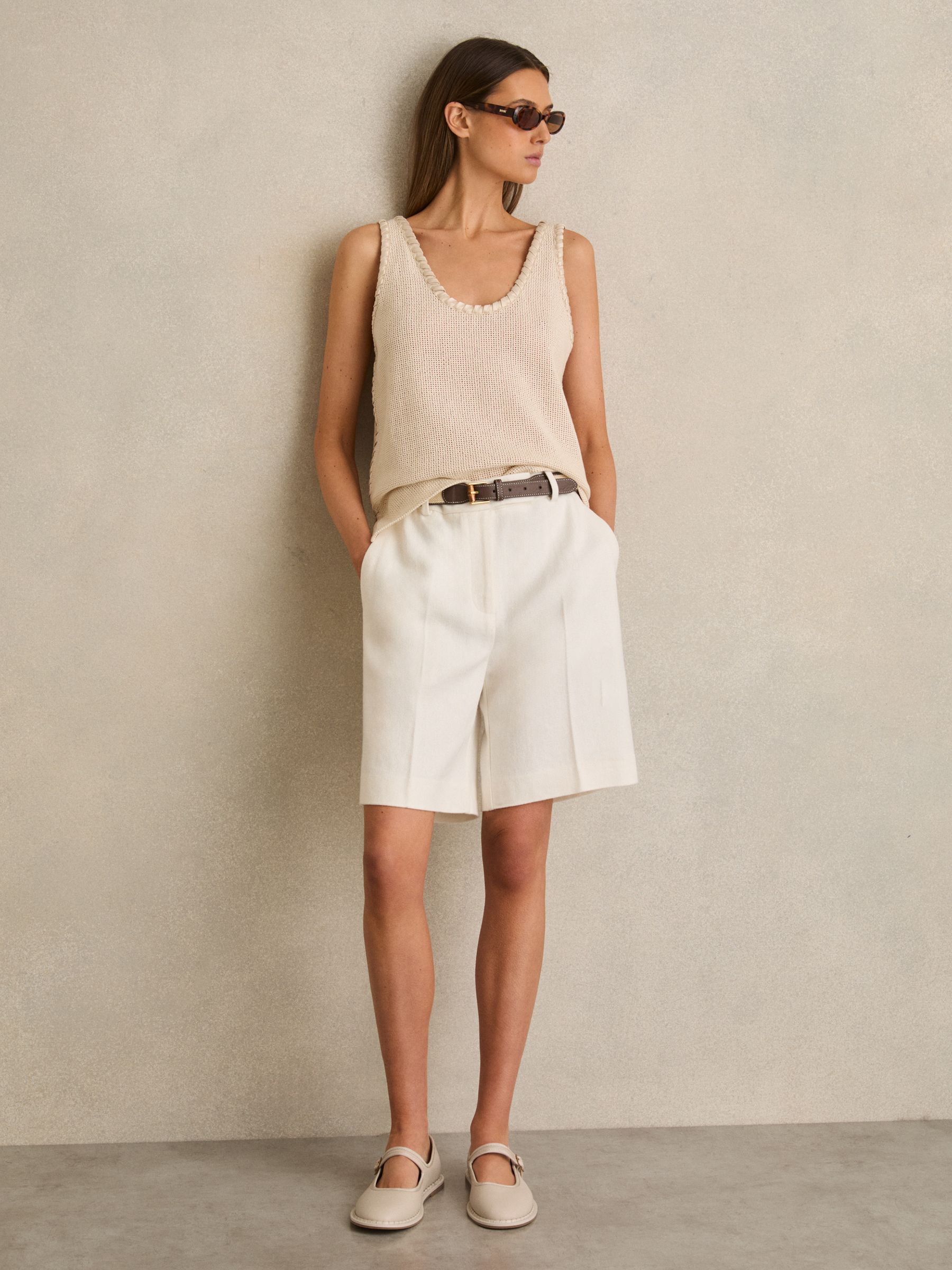 Leather Mary-Jane Shoes in Off White