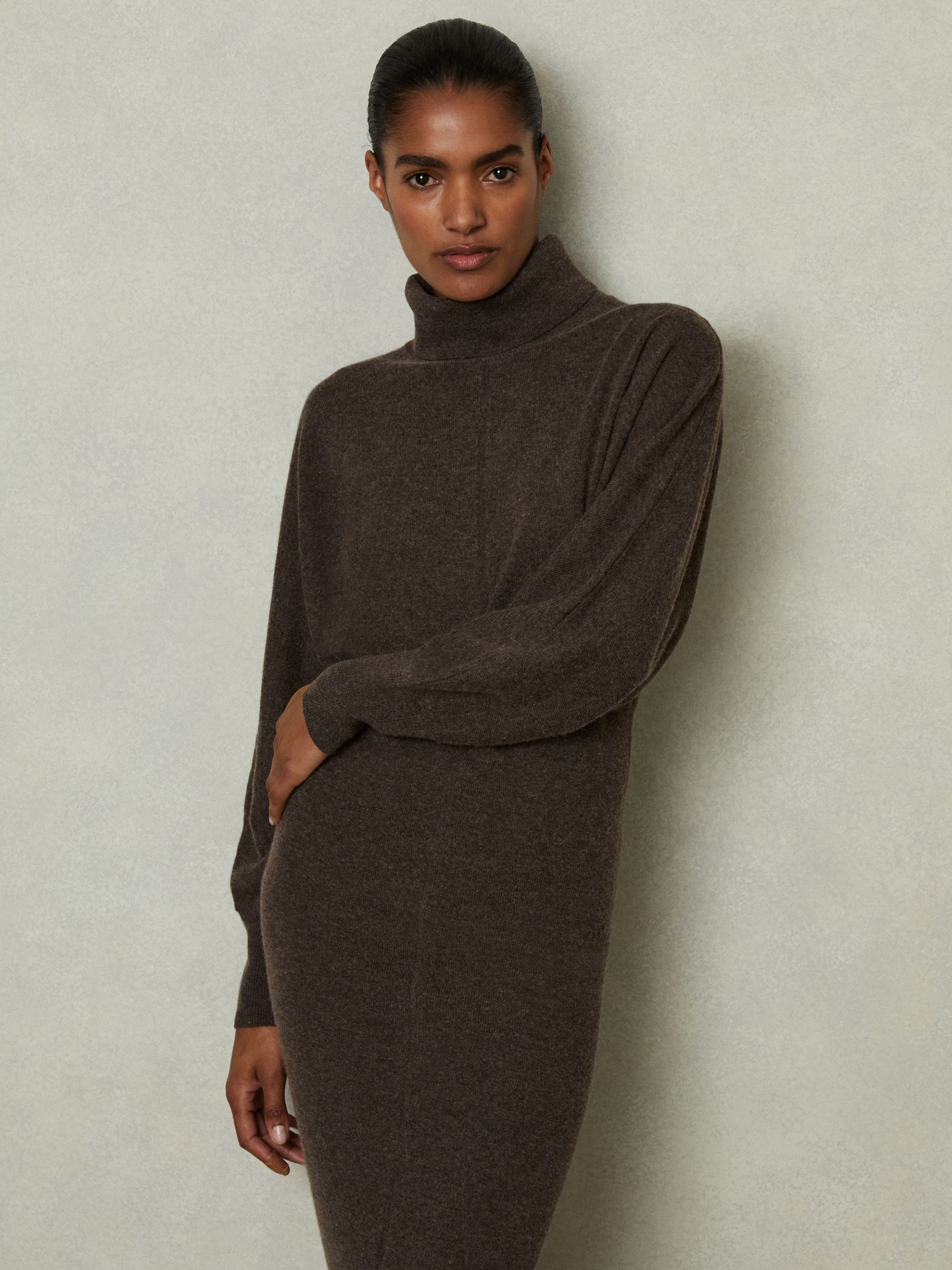 Petite Jumper Dress with Wool and Cashmere in Chocolate