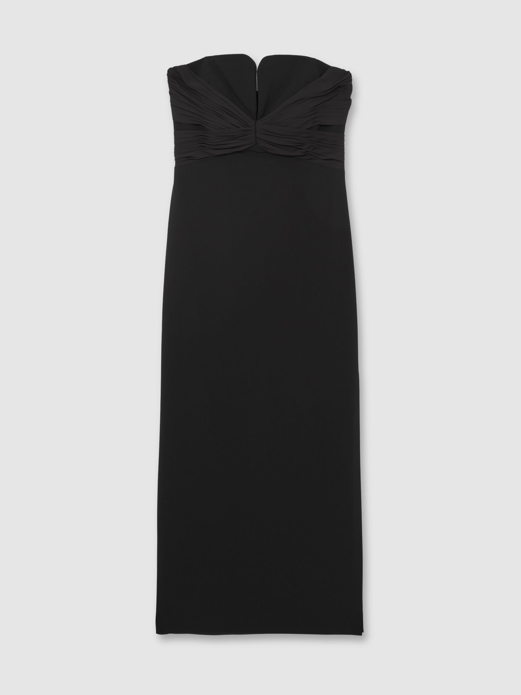 Halston Strapless Crepe Midi Dress in Black