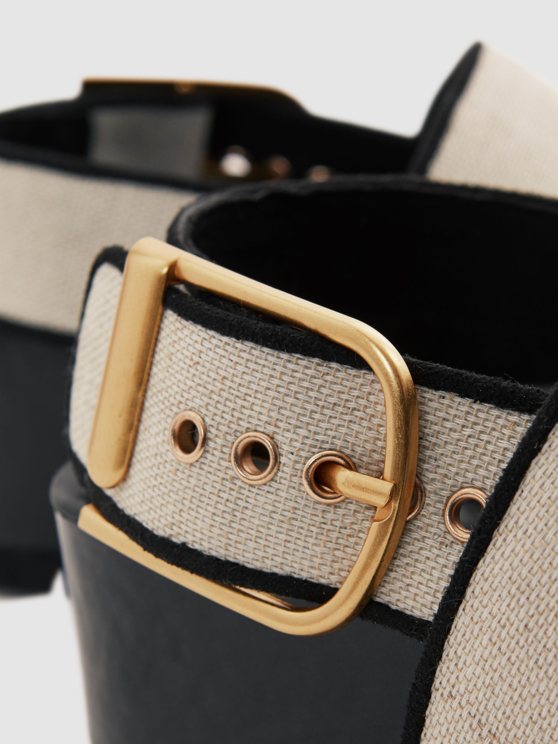 Strappy Chunky Canvas Sandals in Black