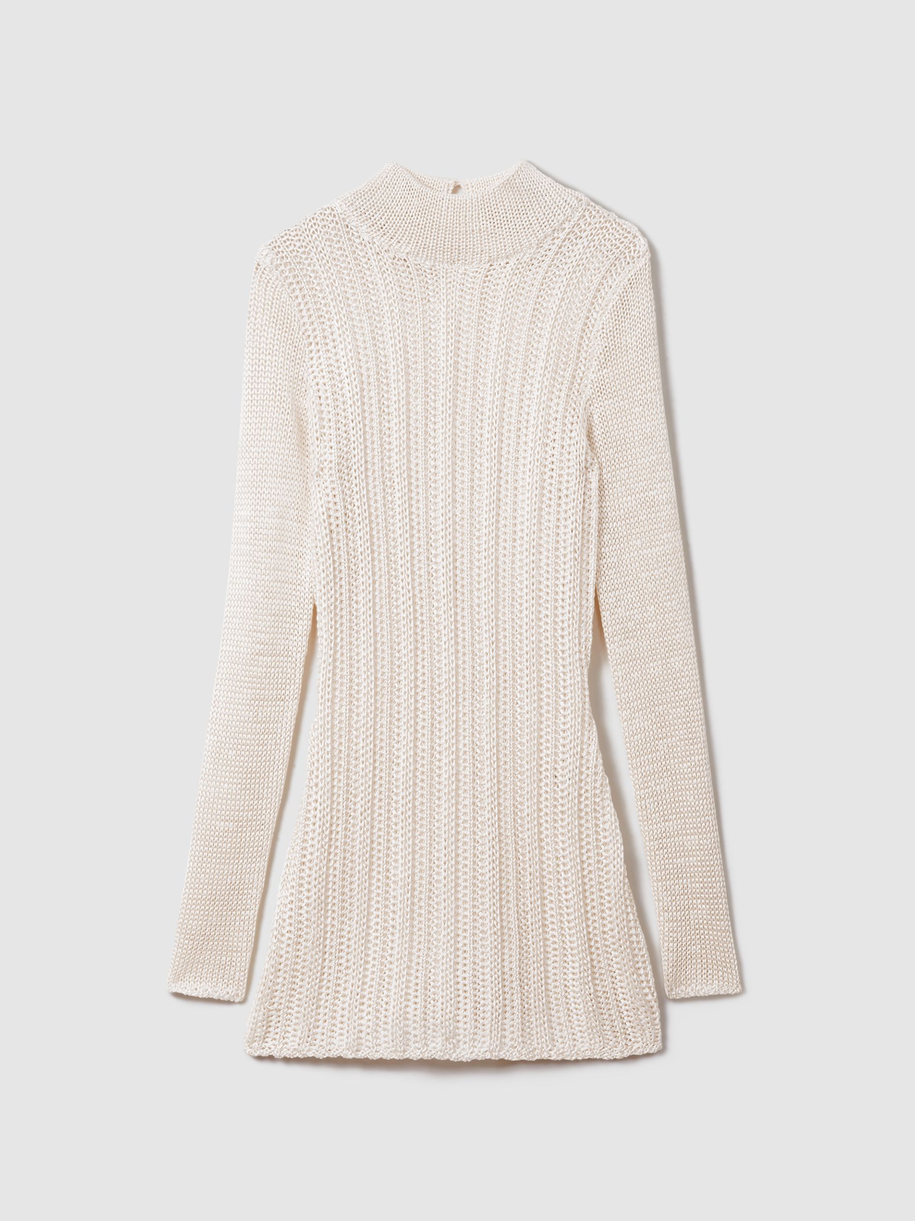 Savannah Morrow Mini Ivory Sheer Knitted Dress in Ivory