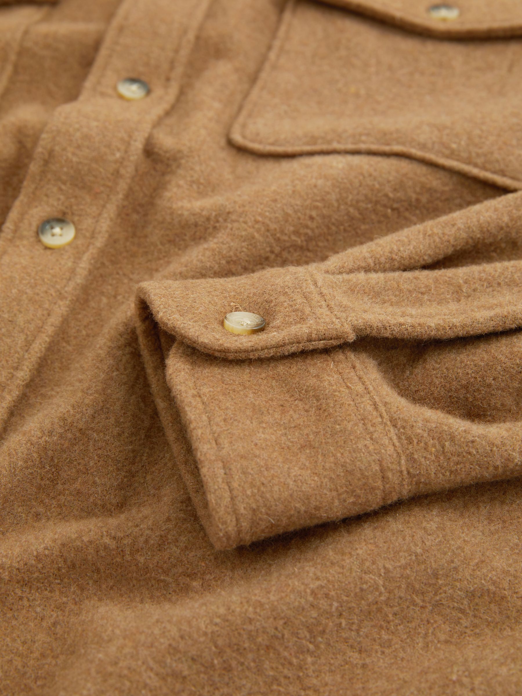 Twin-Pocket Overshirt With Wool in Camel