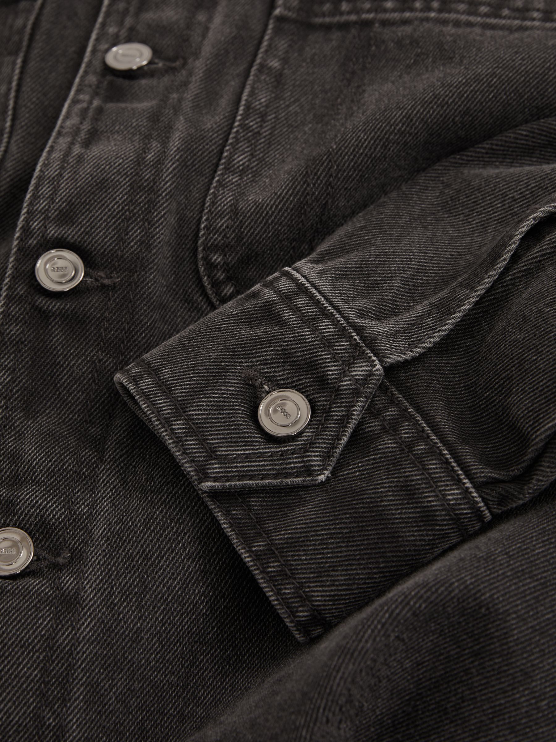 Cotton-Denim Button-Through Overshirt in Washed Black