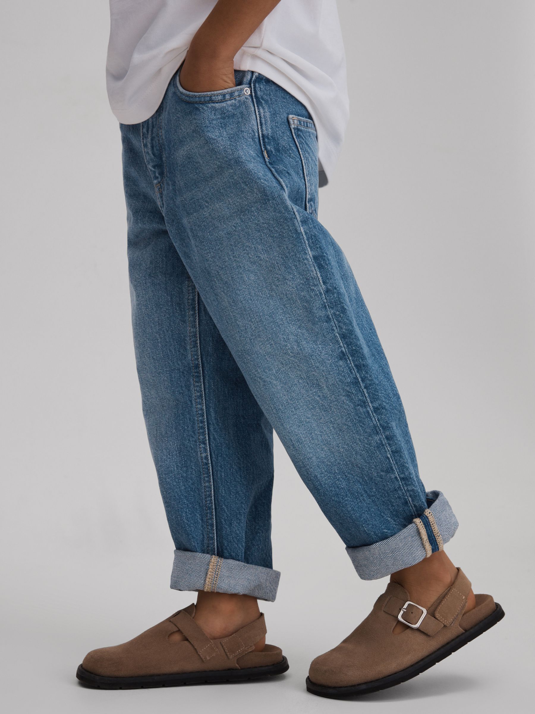 3-9 yrs Loose Fit Adjuster Jeans in Mid Blue