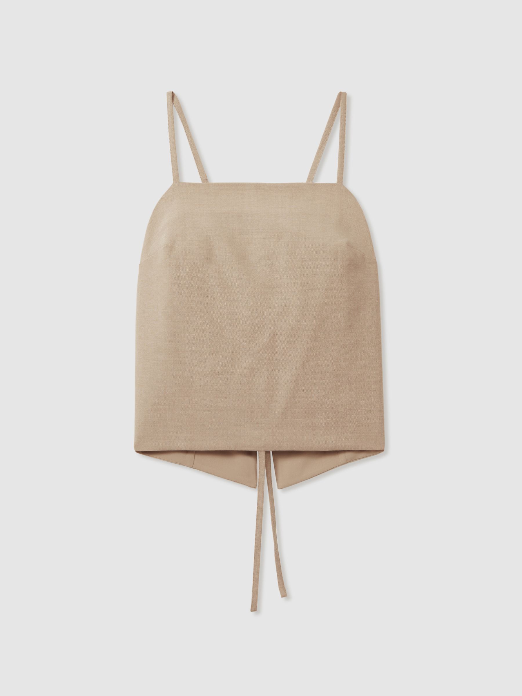 Wool Strappy Tie-Back Top in Neutral
