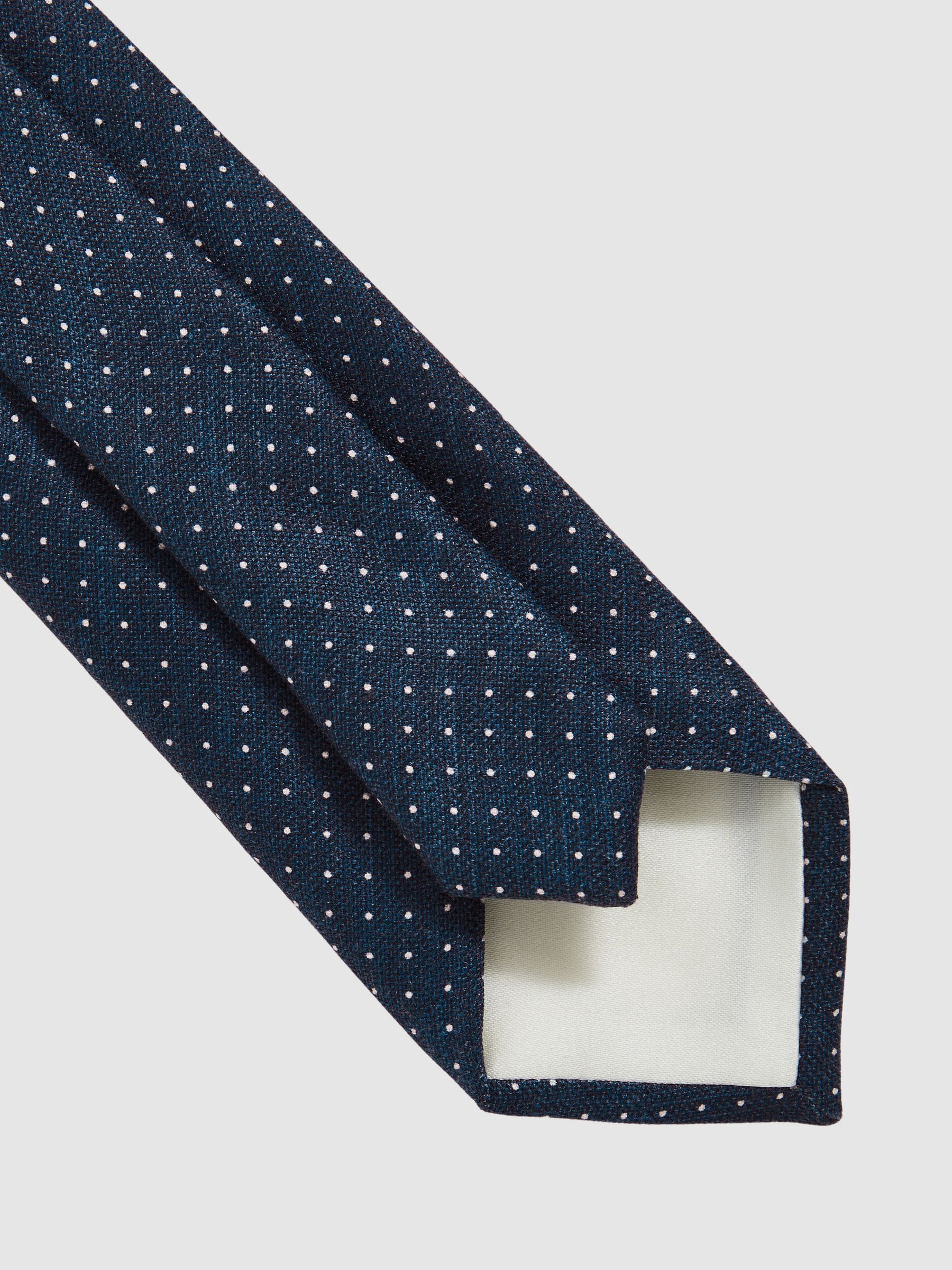 Silk Pin-Dot Tie in Navy