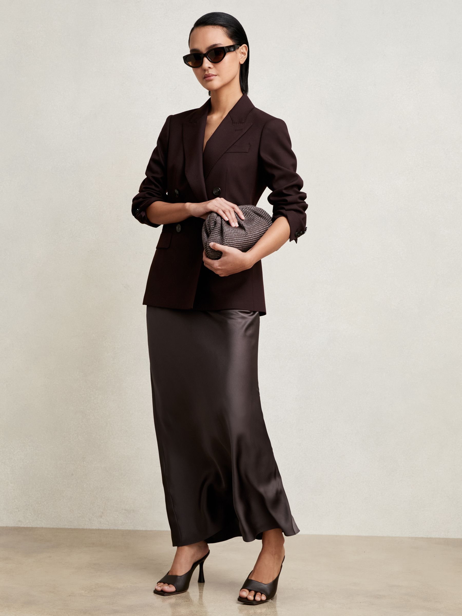 Silk Slip Maxi Skirt in Mauve