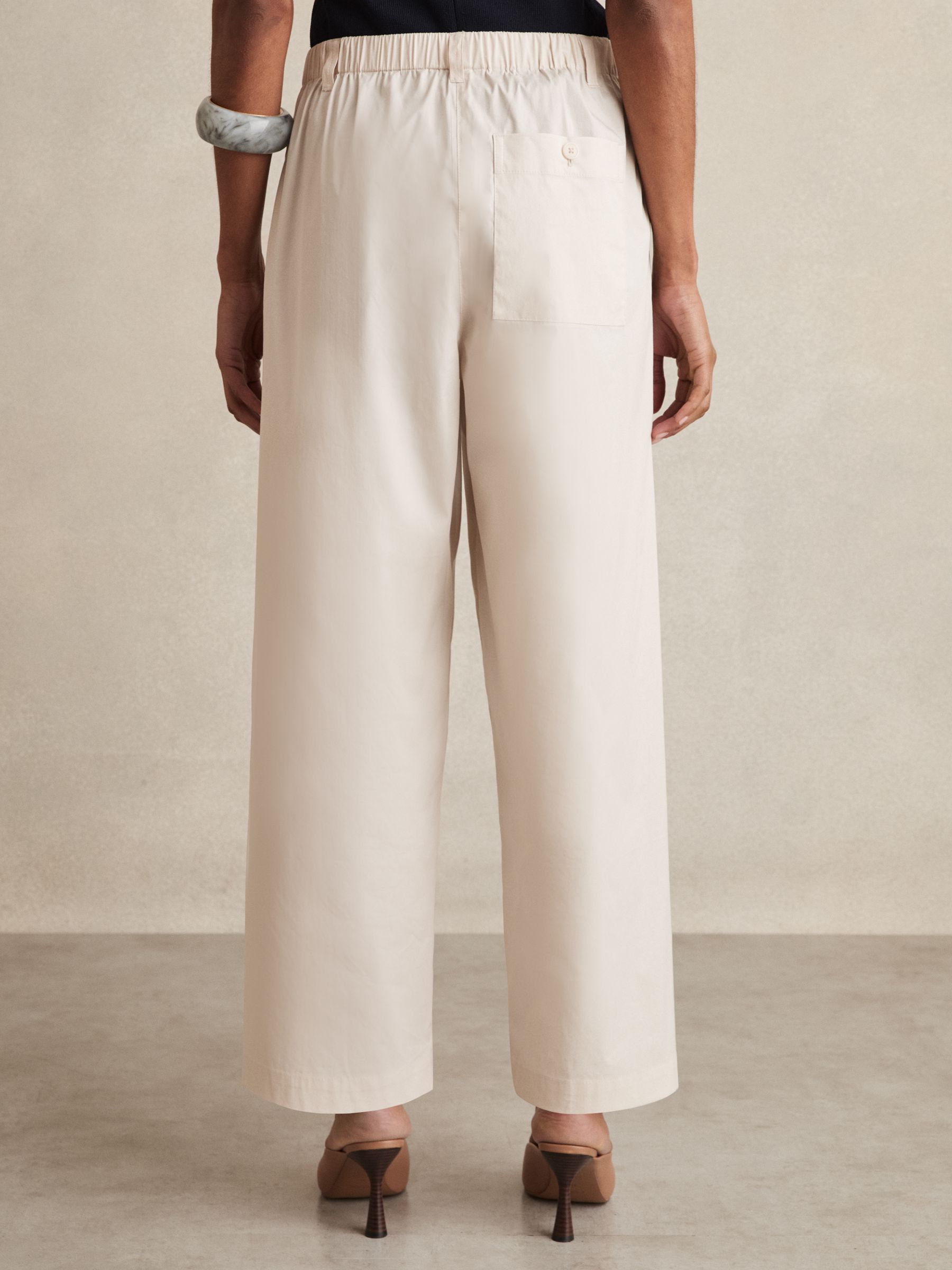 Cotton-Blend Straight-Leg Trousers in Stone