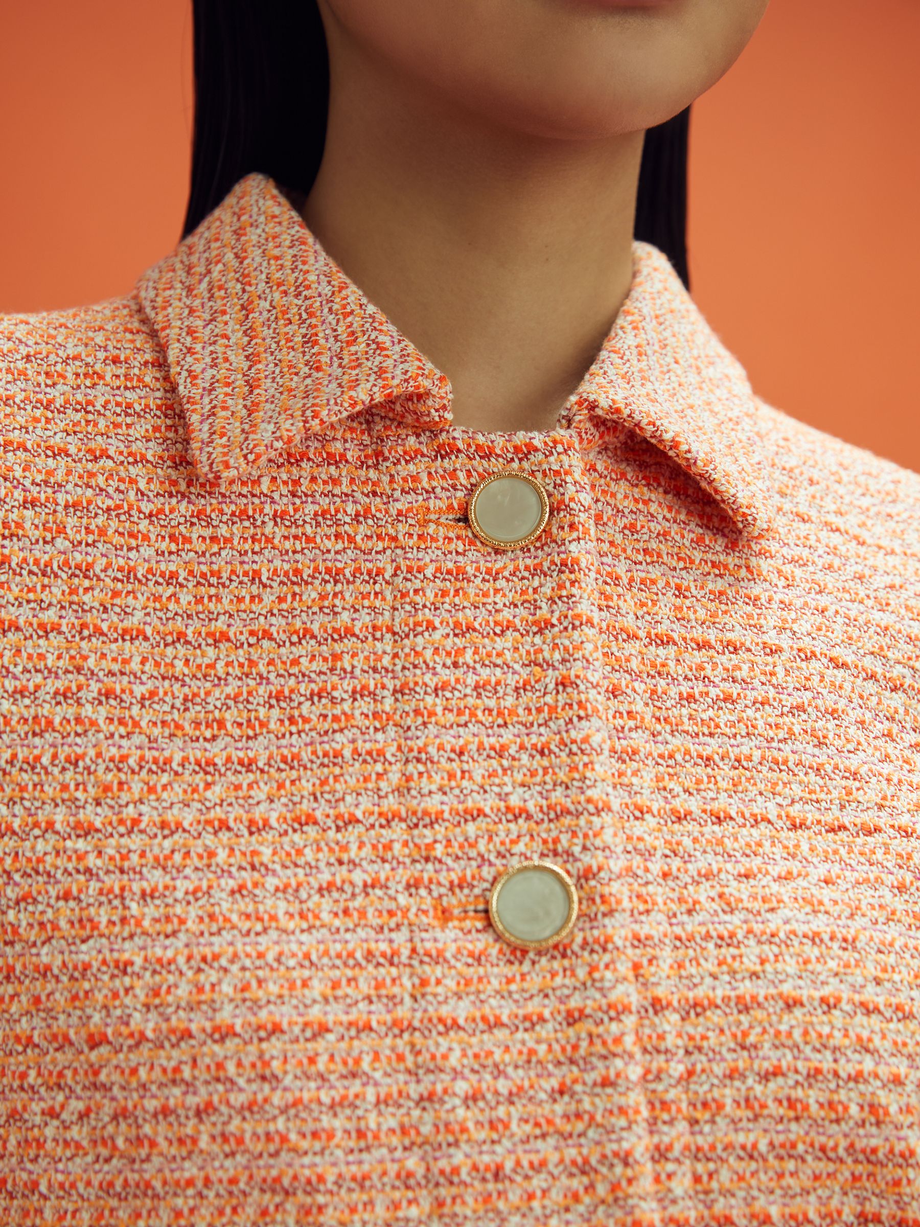 McLaren F1 Boucle Cropped Jacket in Papaya