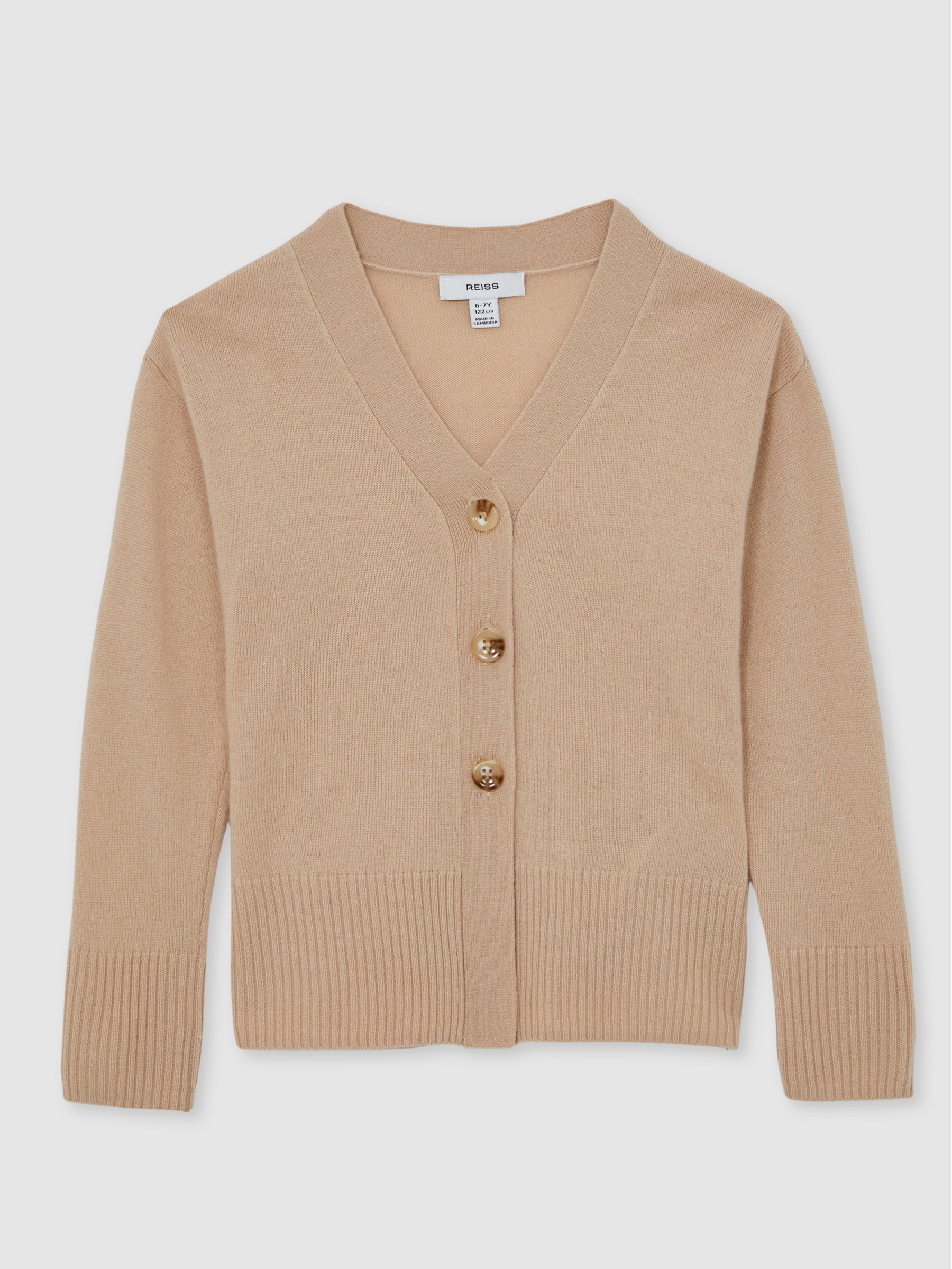 4-9 yrs Wool-Blend Fitted Cardigan With Cashmere in Neutral