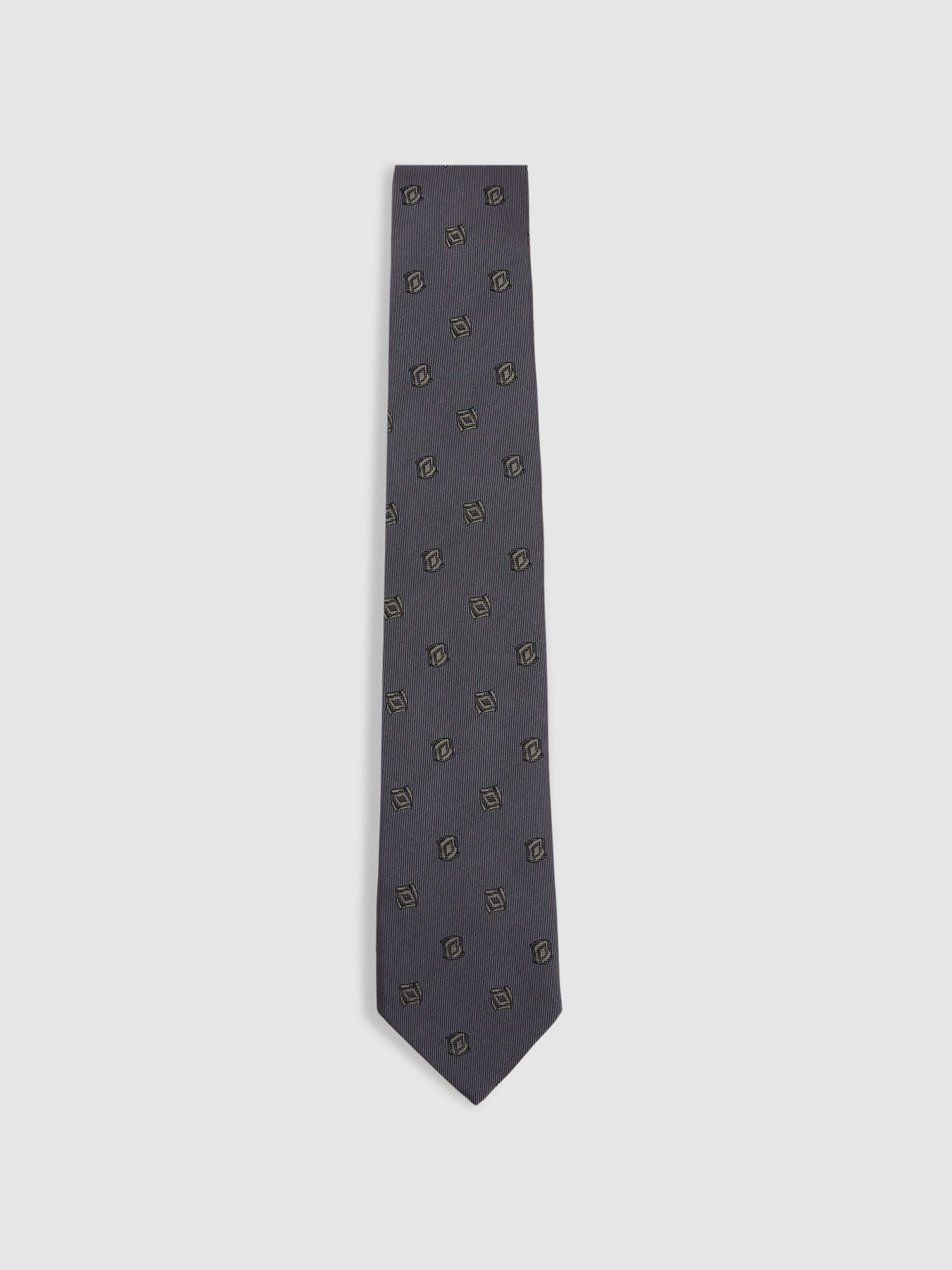 Silk Blend Jacquard Tie in Steel Blue