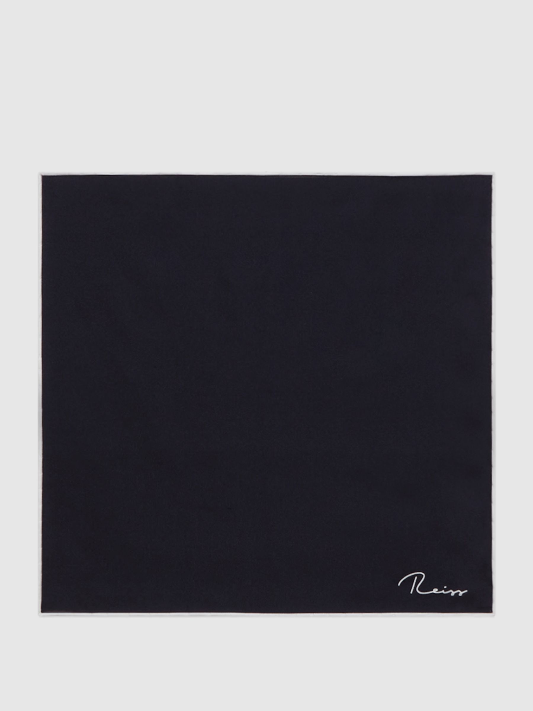 Plain Silk Pocket Square in Navy