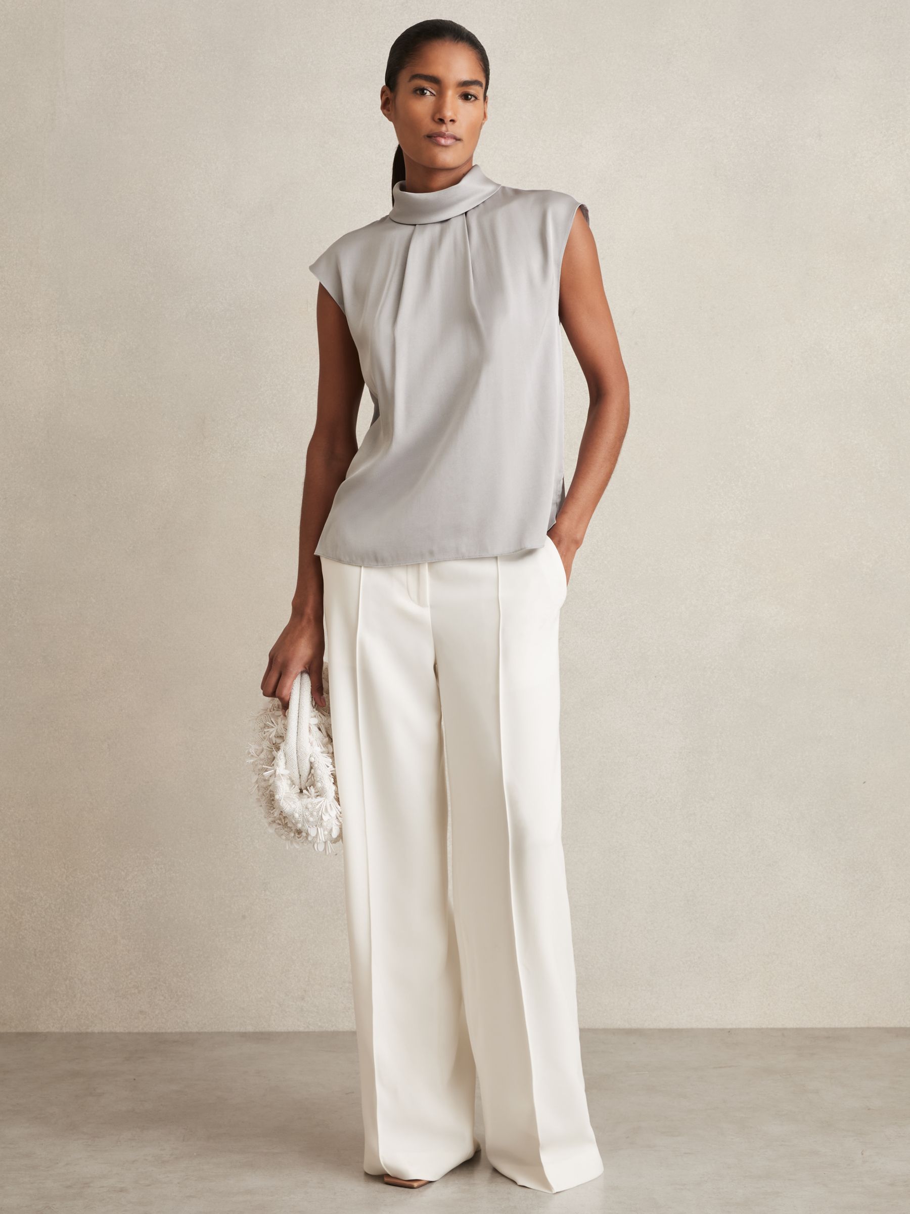 High Neck Shell Top in Grey