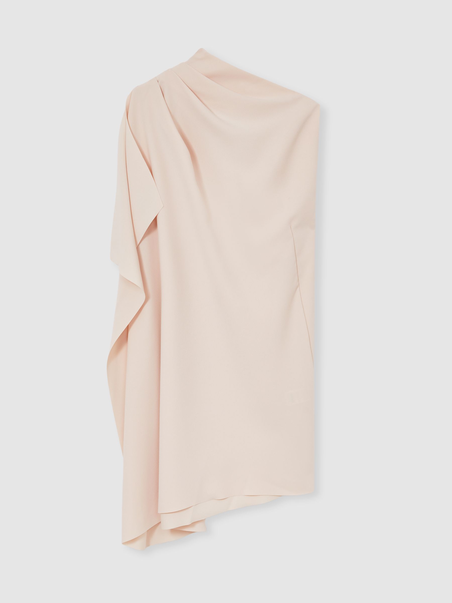 One Shoulder Draped Mini Dress in Pale Pink