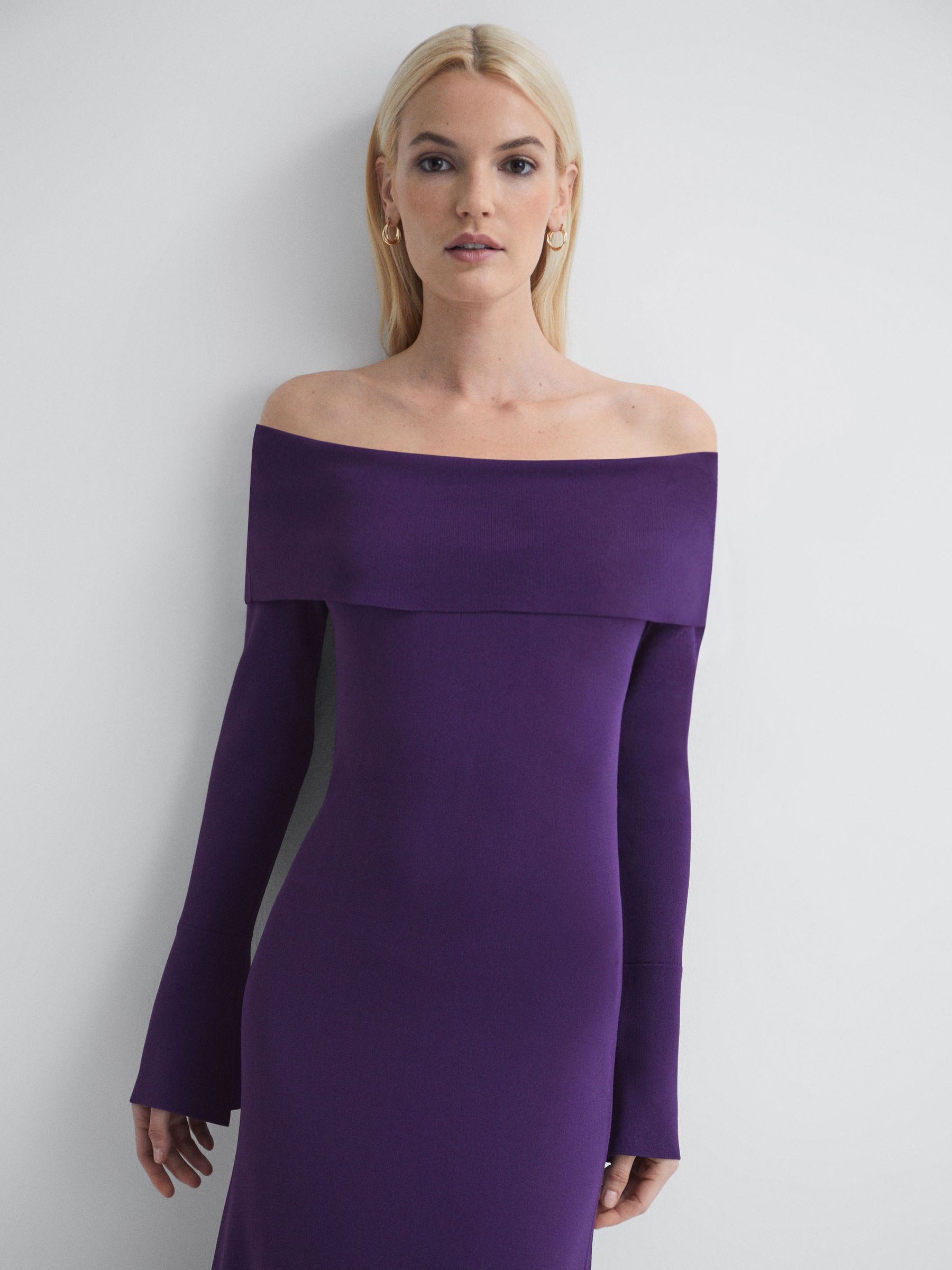 Florere Knitted Strapless Maxi Dress in Dark Purple