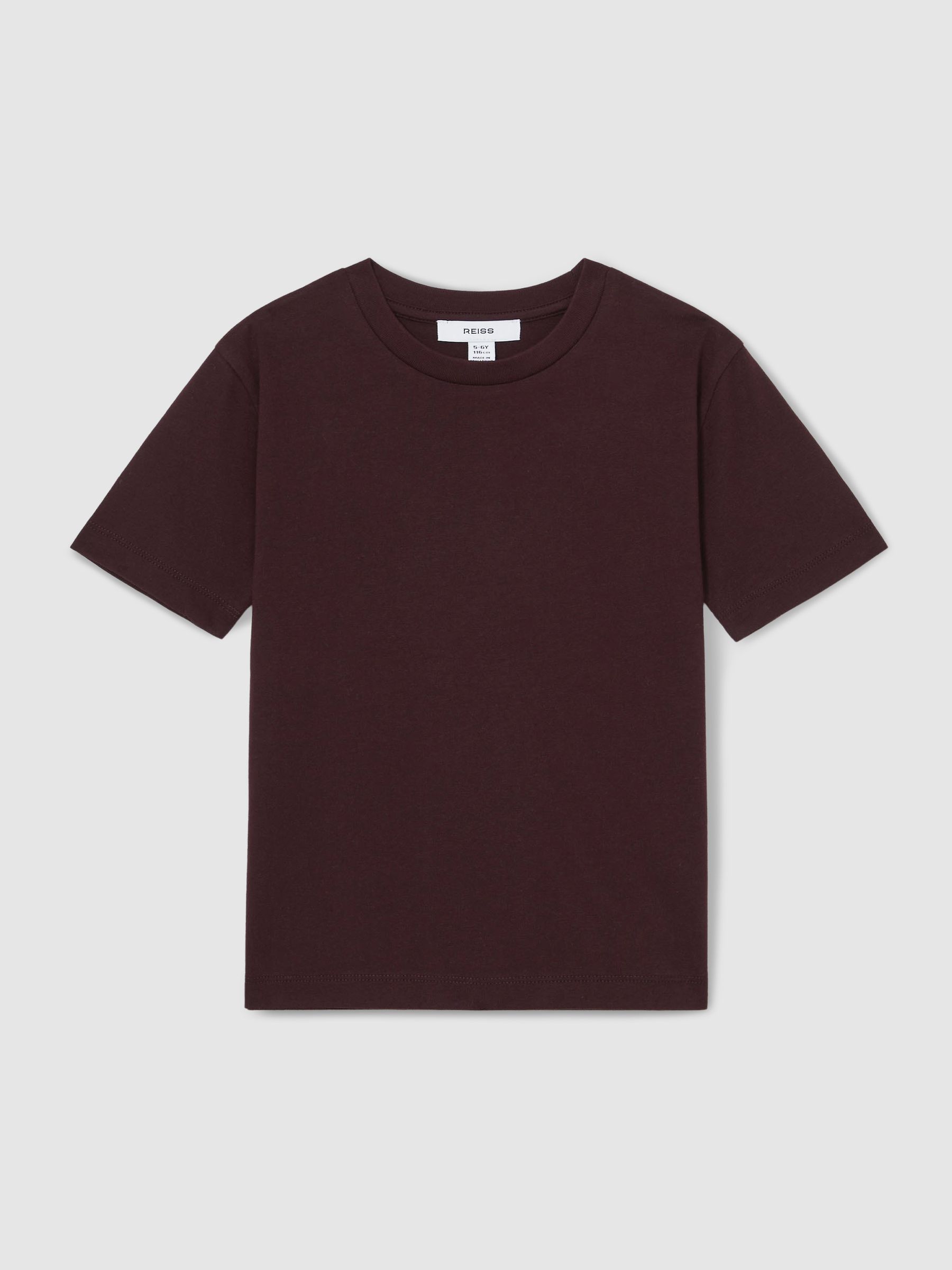 3-9 yrs Cotton Crew-Neck T-Shirt in Bordeaux