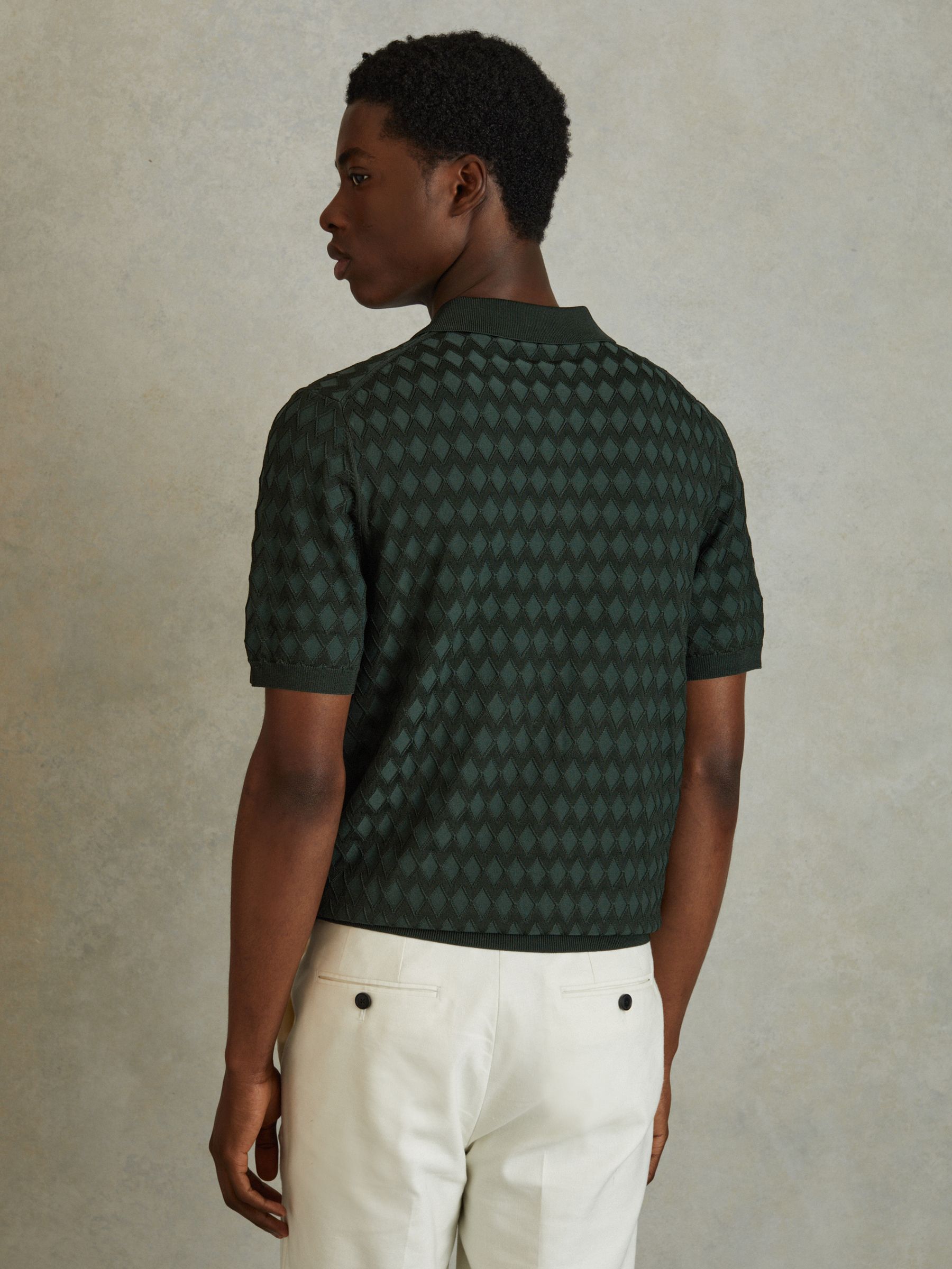 Half-Zip Knitted Polo Shirt in Emerald