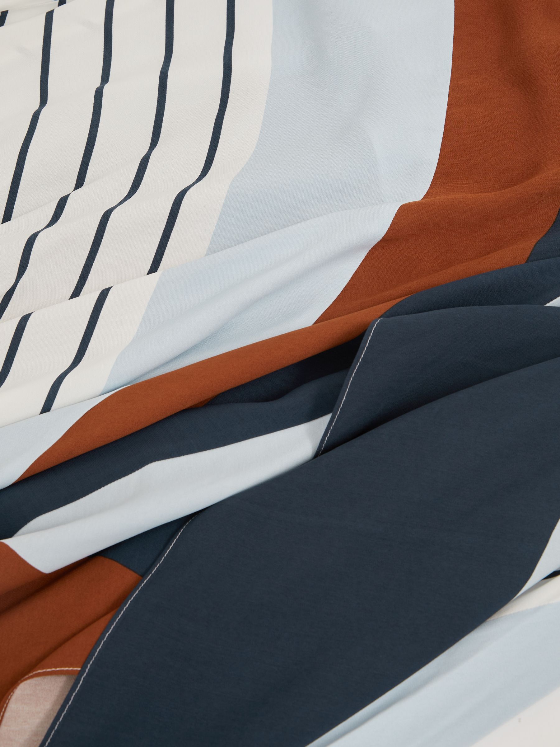 Stripe-Print Handkerchief Maxi Dress in Blue/Brown