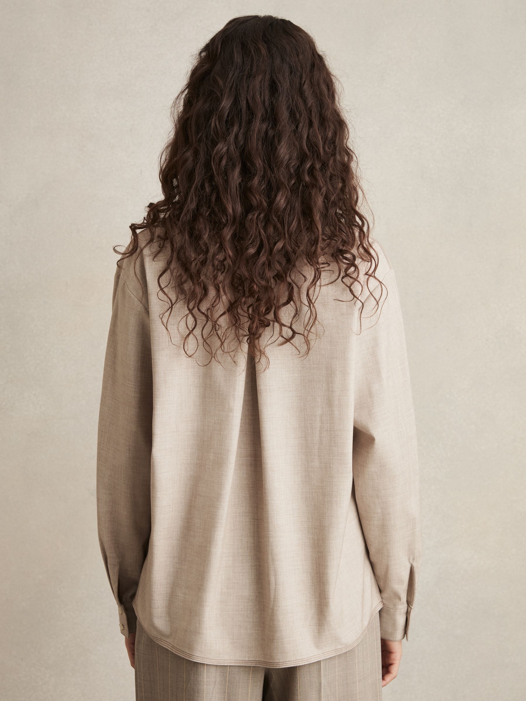 Relaxed Long-Sleeve Shirt With Wool in Neutral