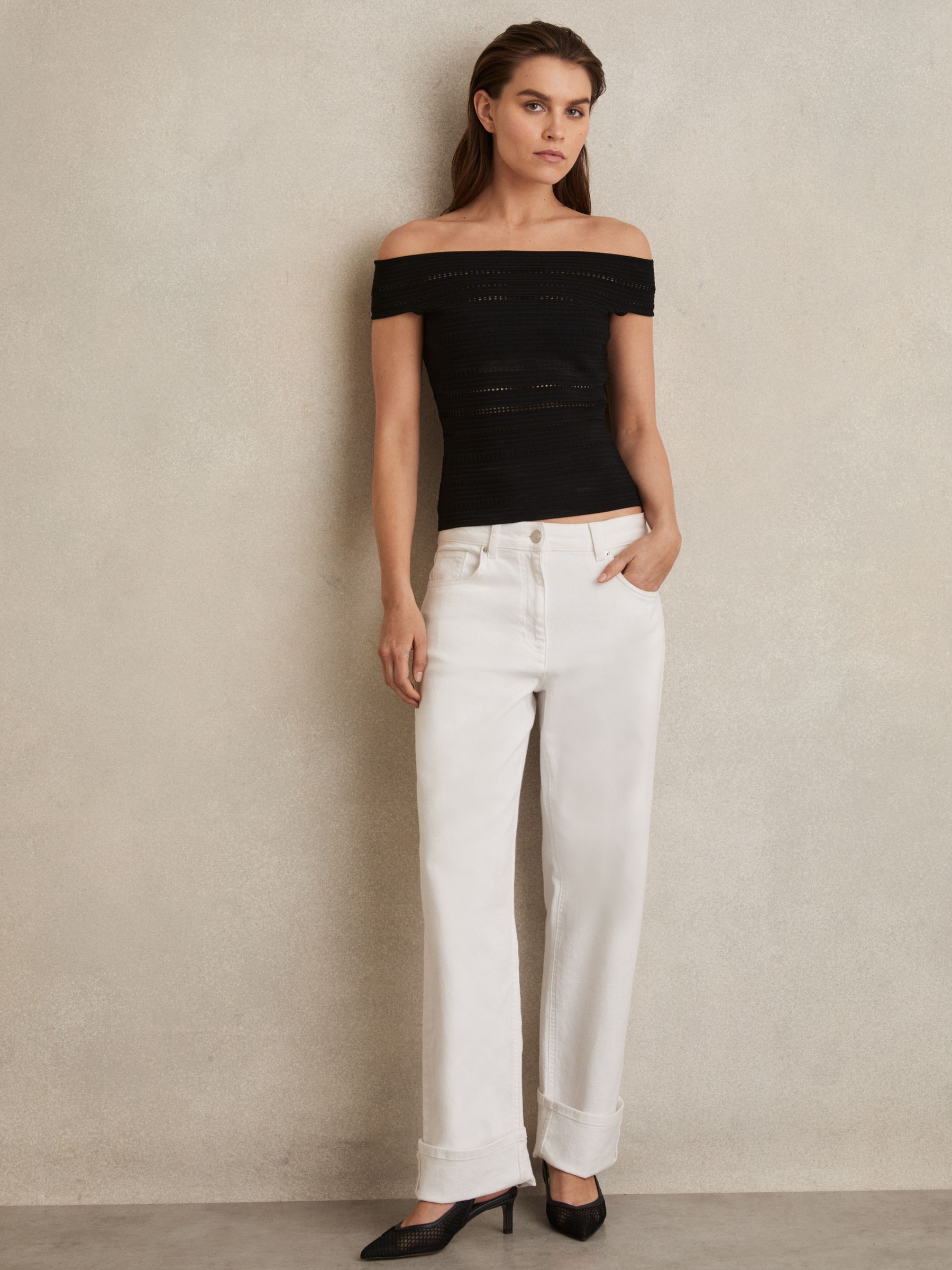 Mesh Slingback Heels in Black