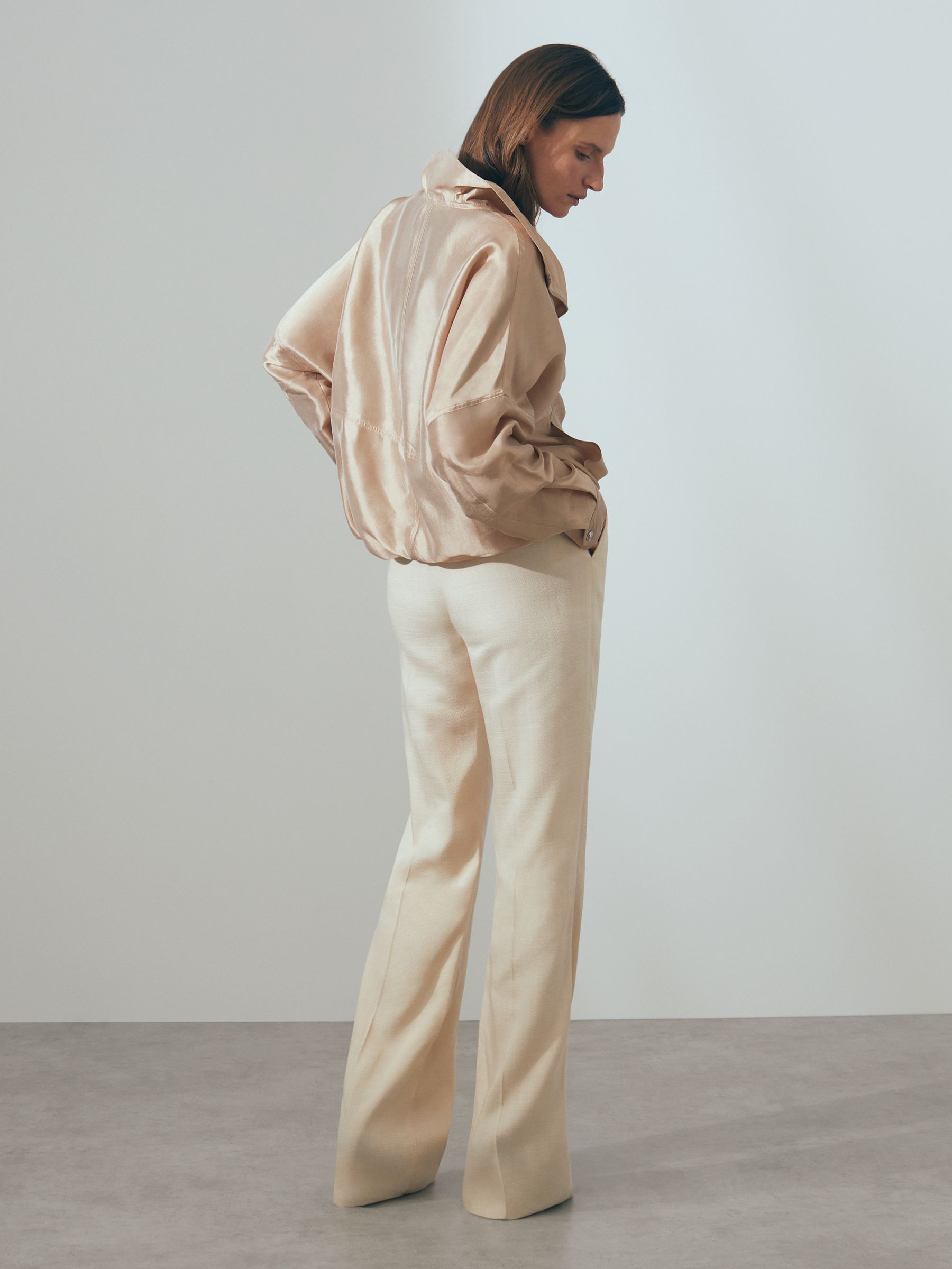 Atelier Zip-Through Jacket with Silk in Champagne