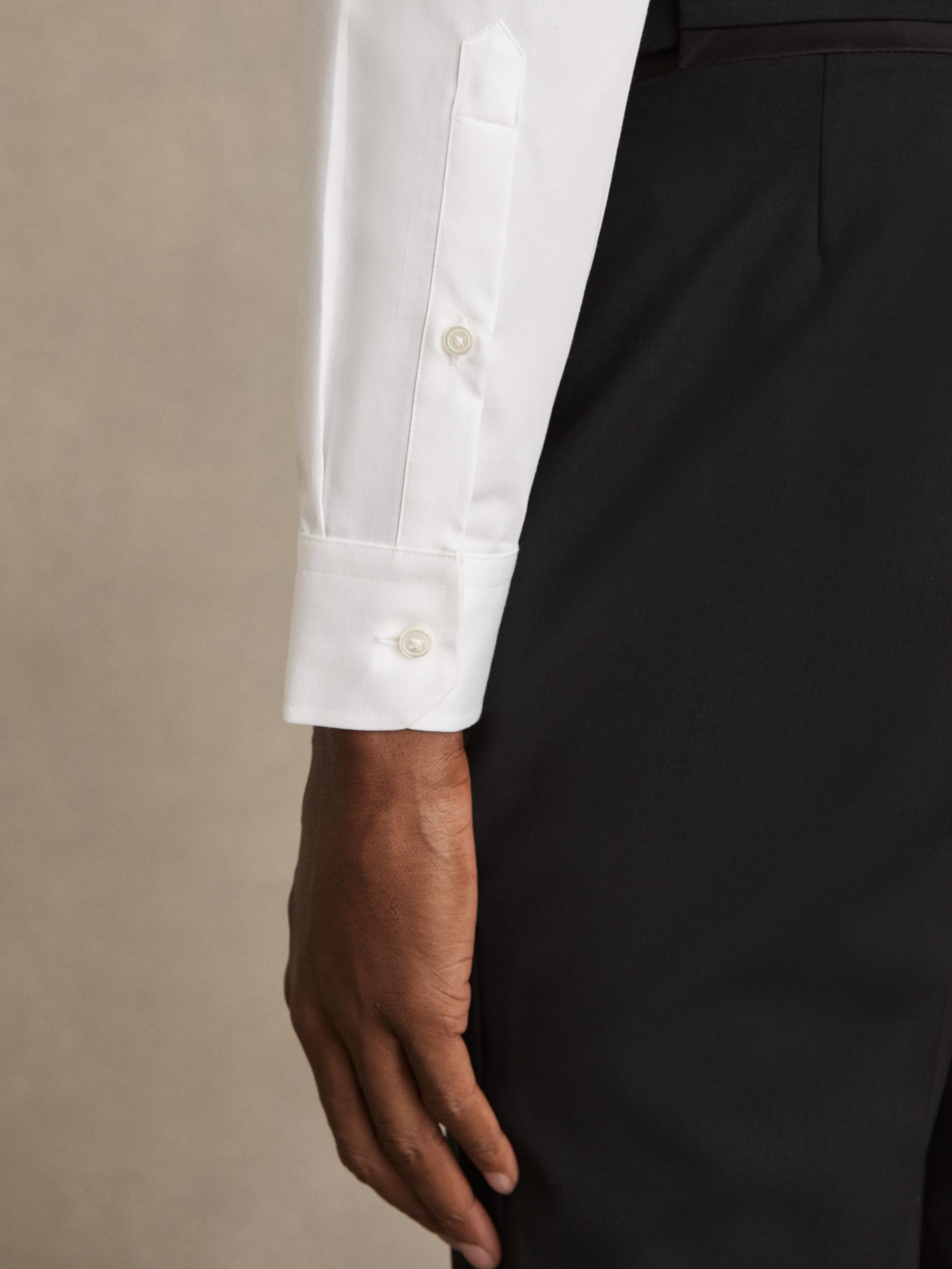 Slim Fit Cotton Marcella Tuxedo Shirt in White