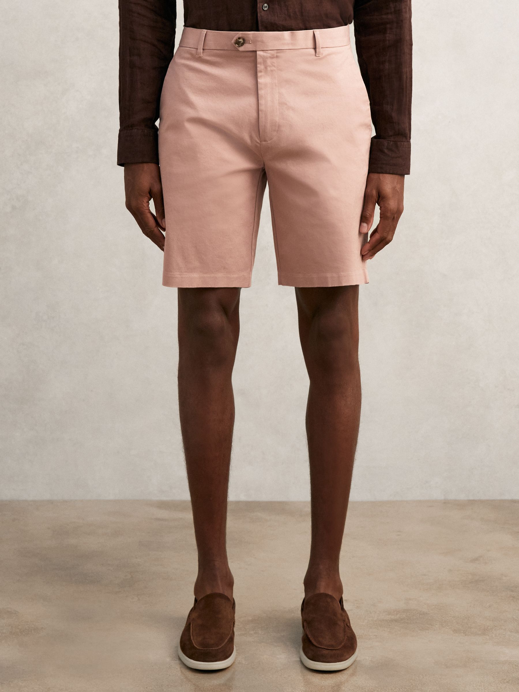 Cotton Chino Shorts with Stretch in Rose Pink