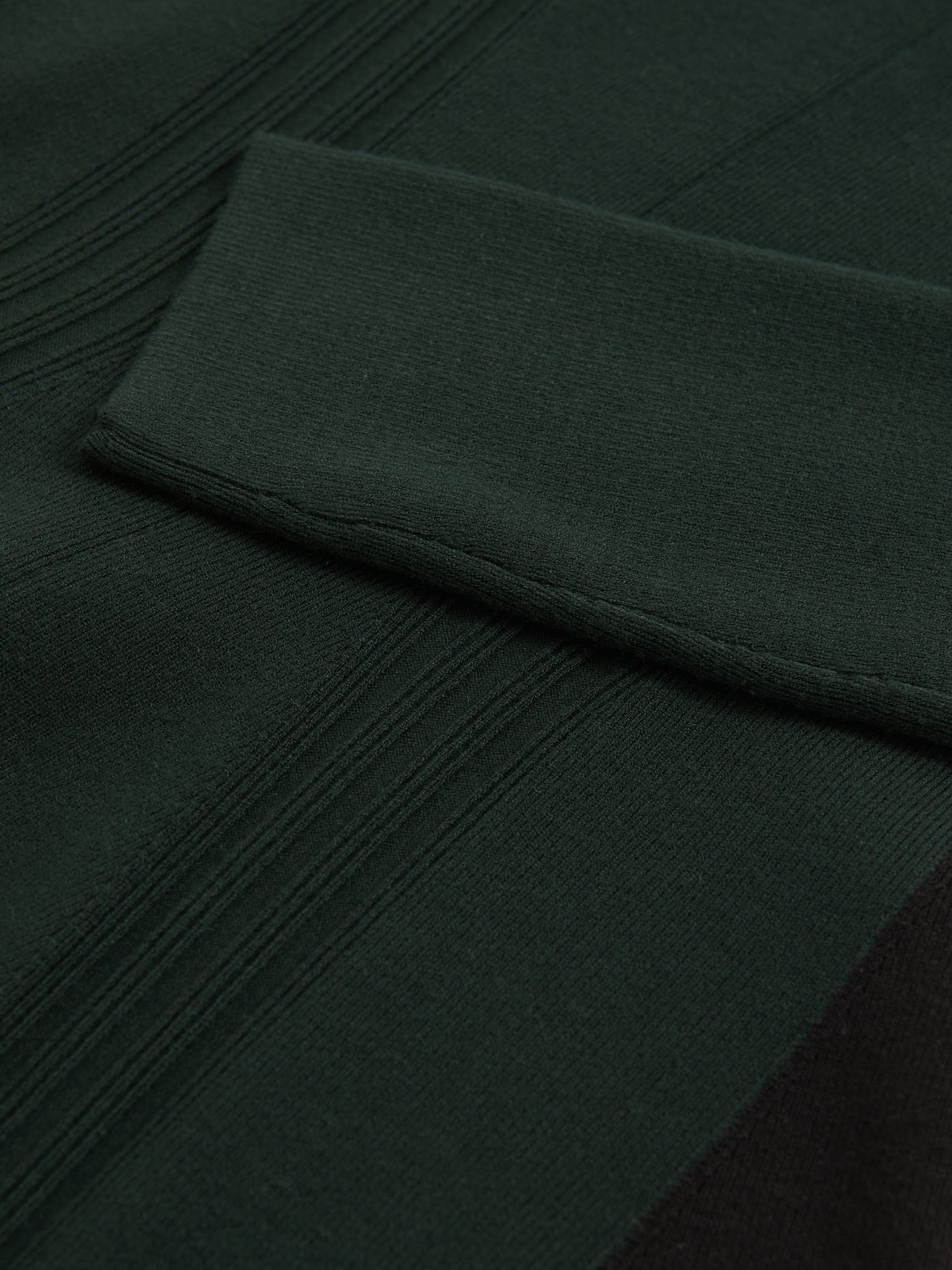 Knitted Contrast-Panel Skater Dress in Green/Black