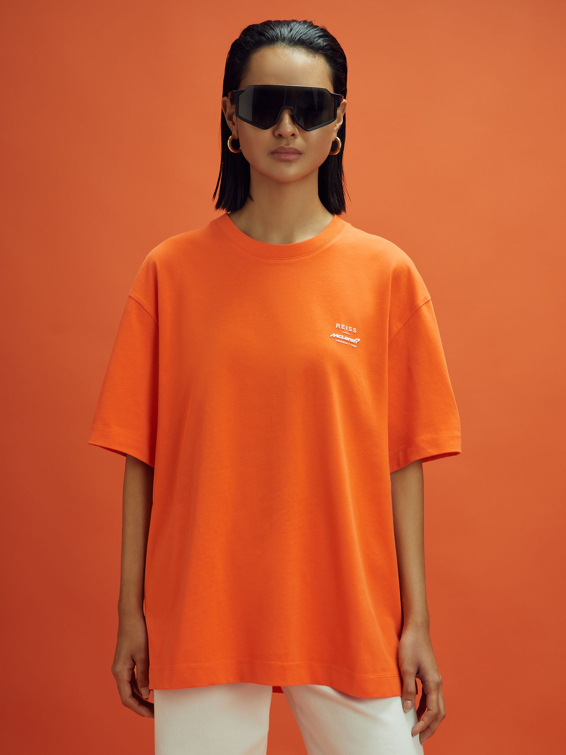McLaren F1 Oversized Cotton Crew Neck T-Shirt in Papaya