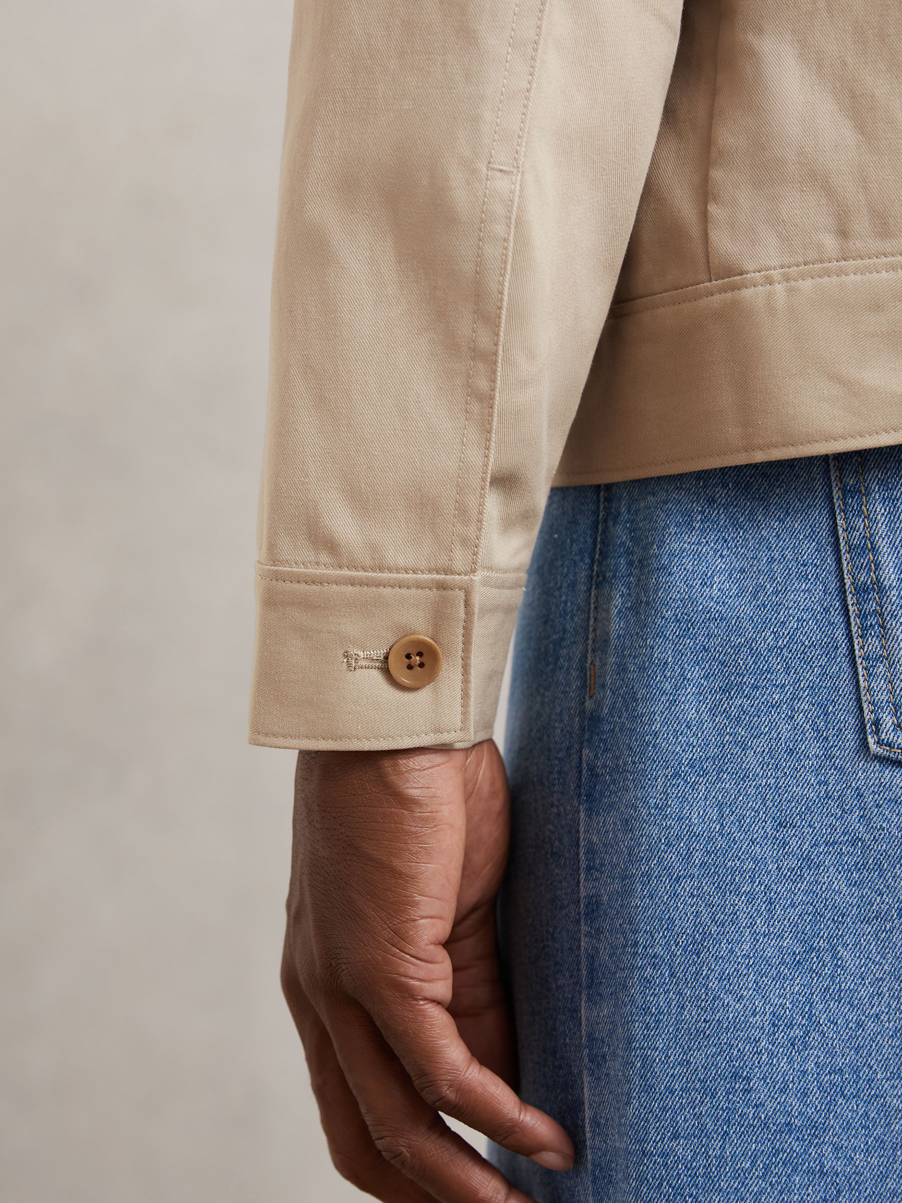 Paige Flap Pocket Worker Jacket in Beige