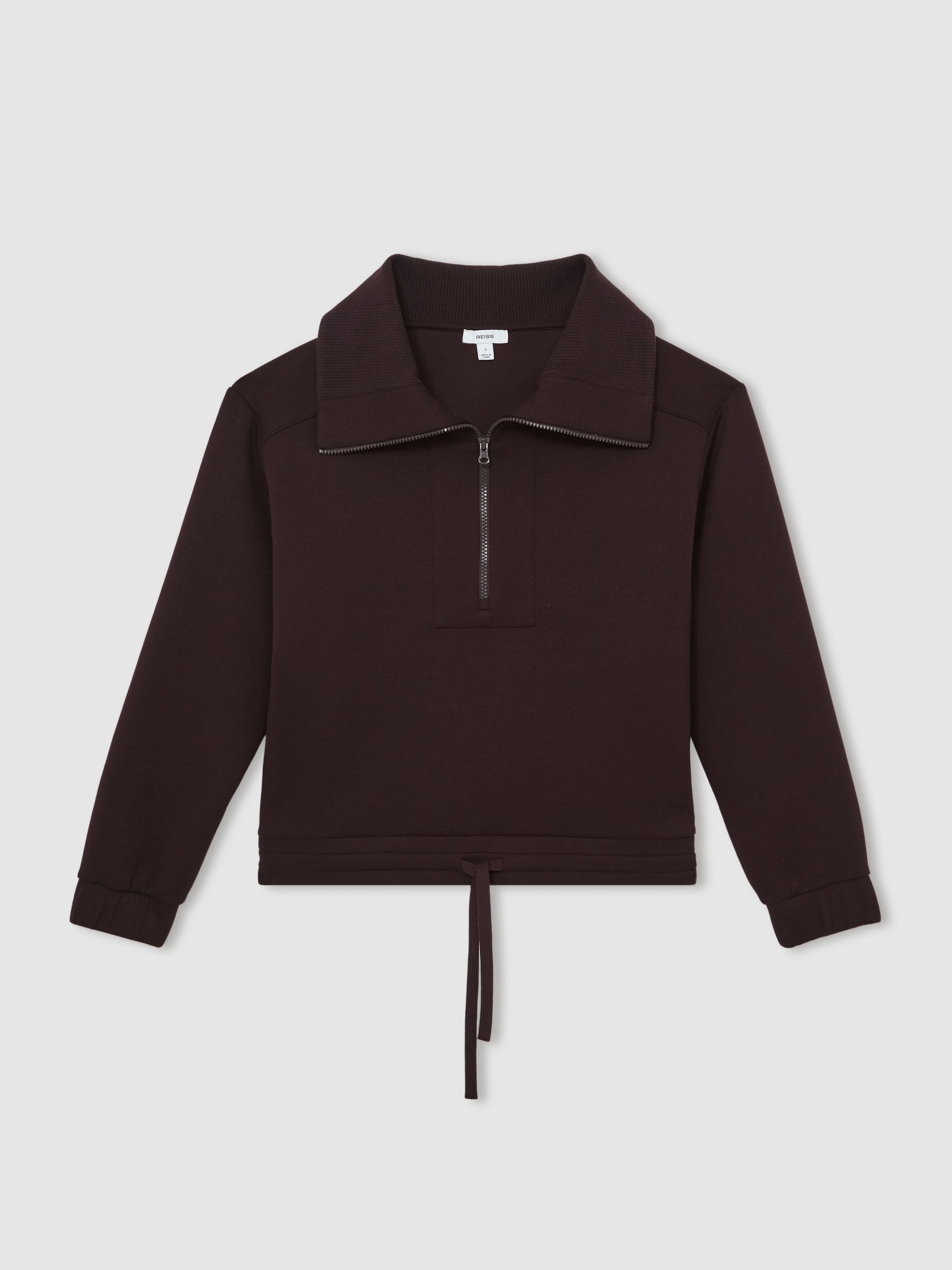 Interlock Half Zip Drawstring Hem Sweatshirt in Plum