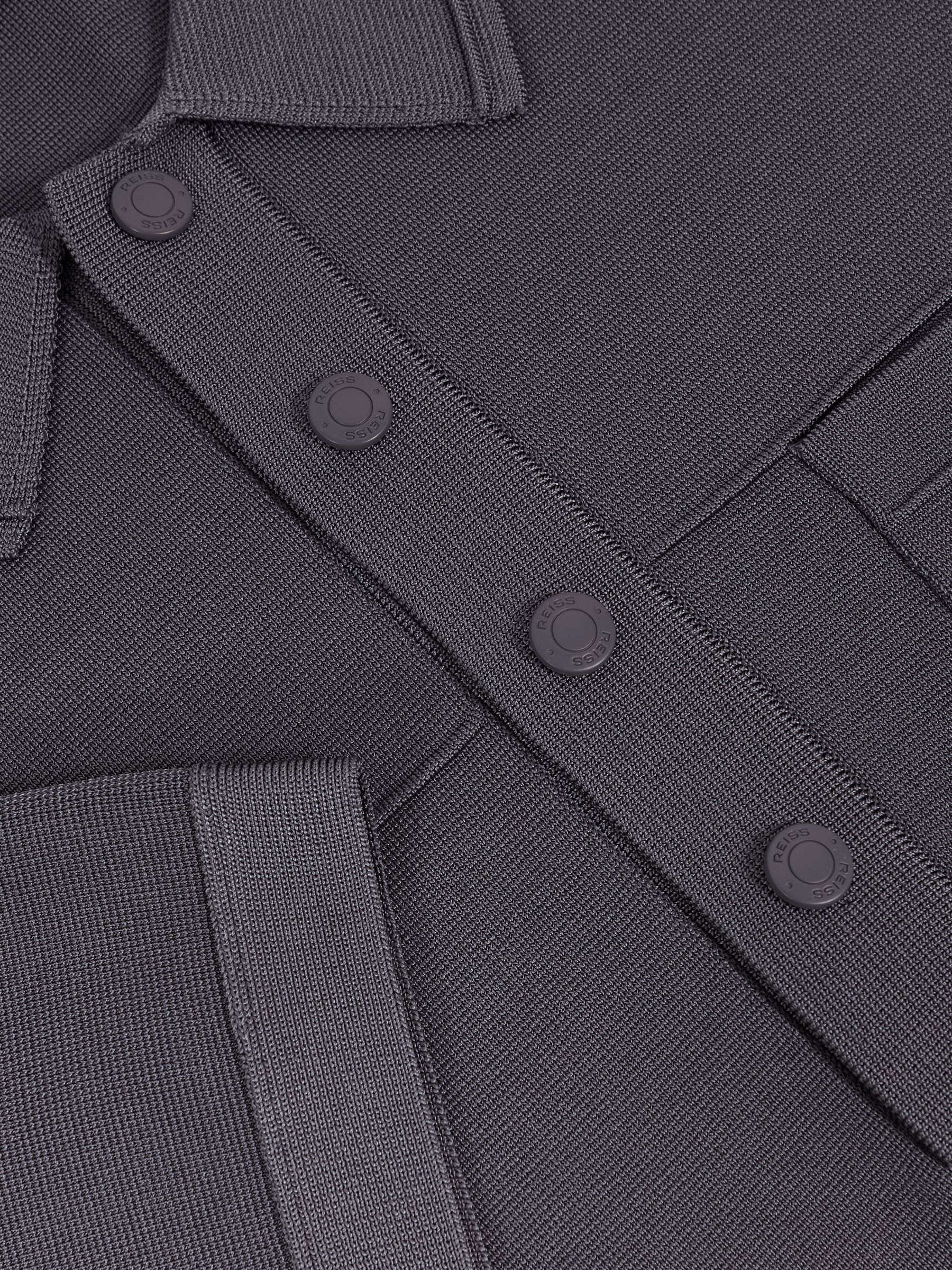 Press-Stud Seam-Detail Polo Shirt in Airforce Blue