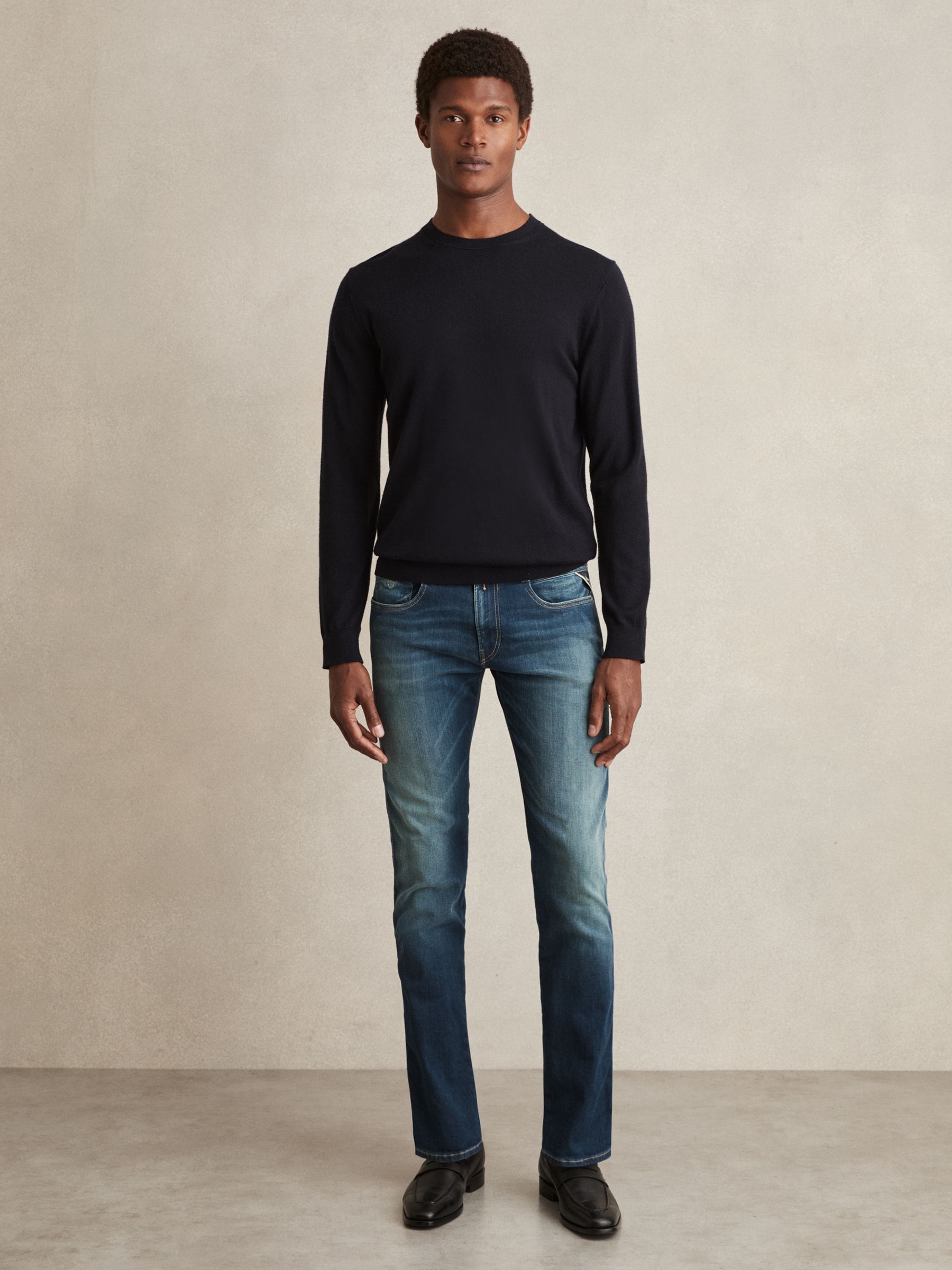 Replay Slim-Fit Hyperflex Jeans in Mid Blue