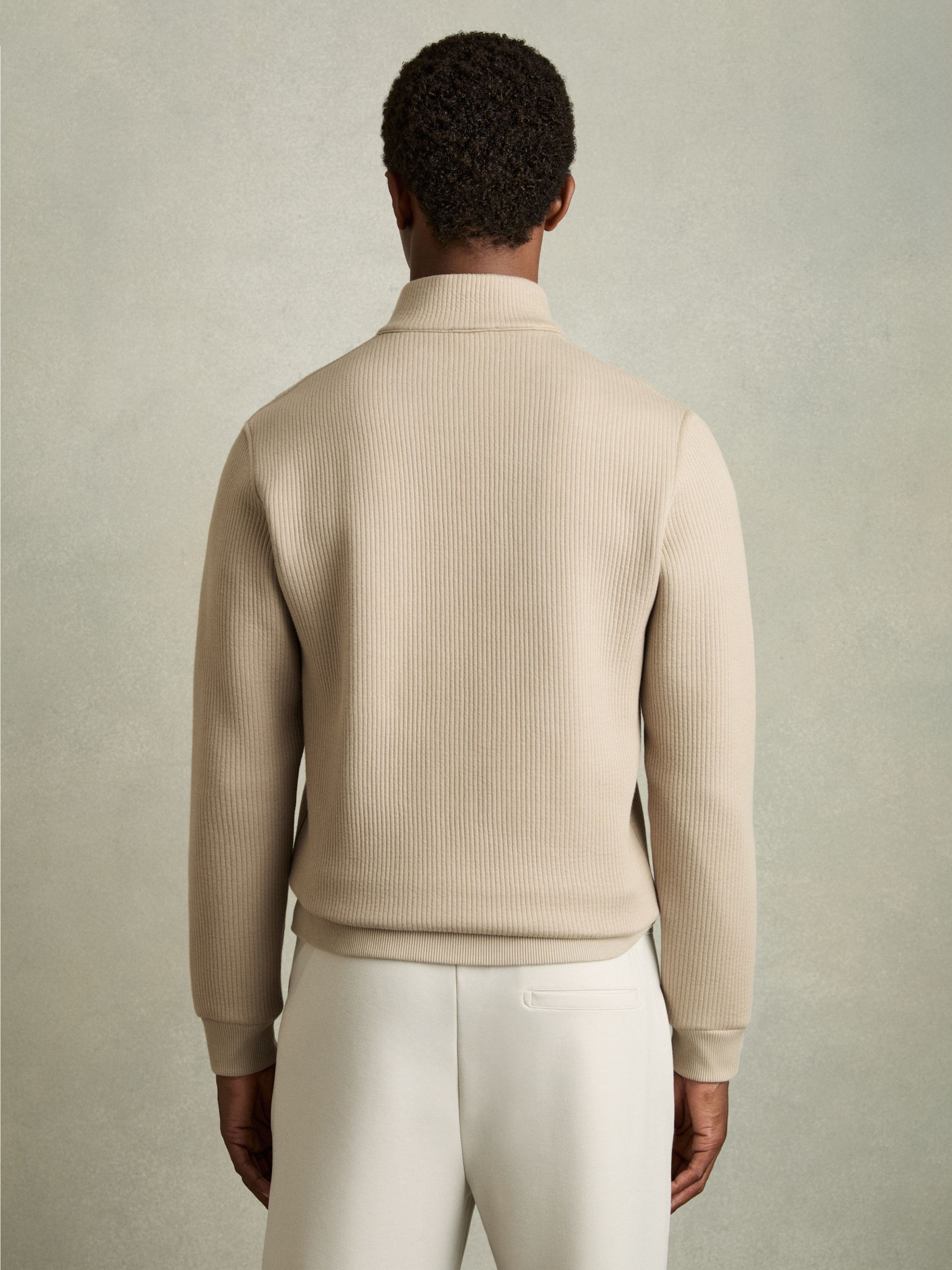 Half-Zip Funnel-Neck Jumper in Taupe