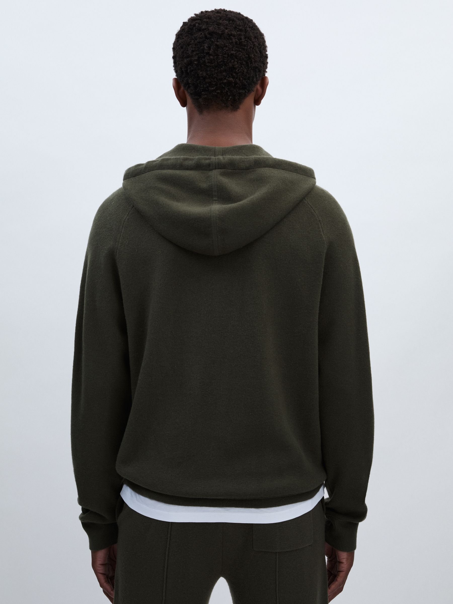 Paige Donaldson Drawstring Knitted Hoodie in Khaki